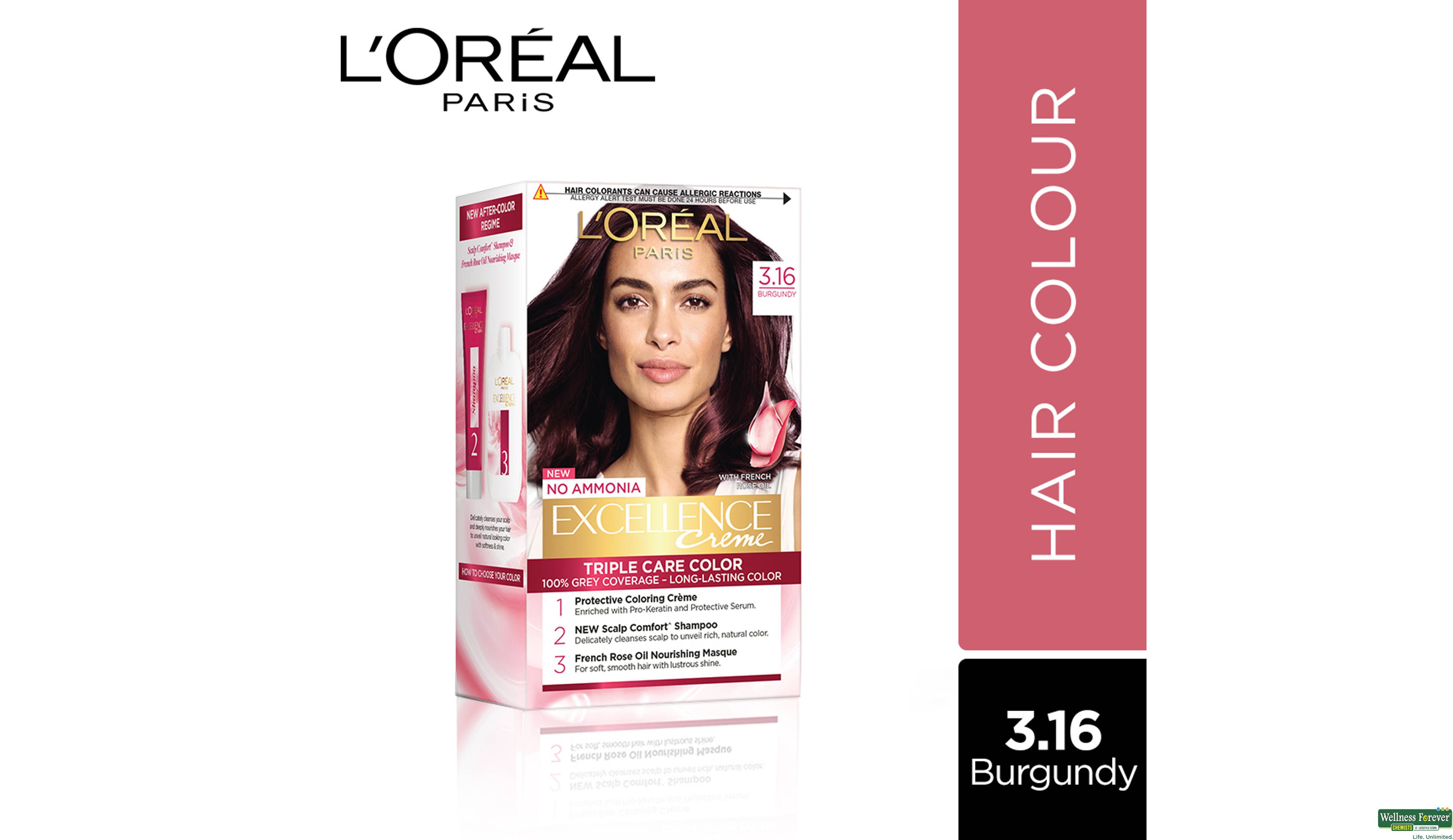 LOREAL HR/COLOR EXCE BURGUNDY 3.16 1PC- 1, 1PC, 