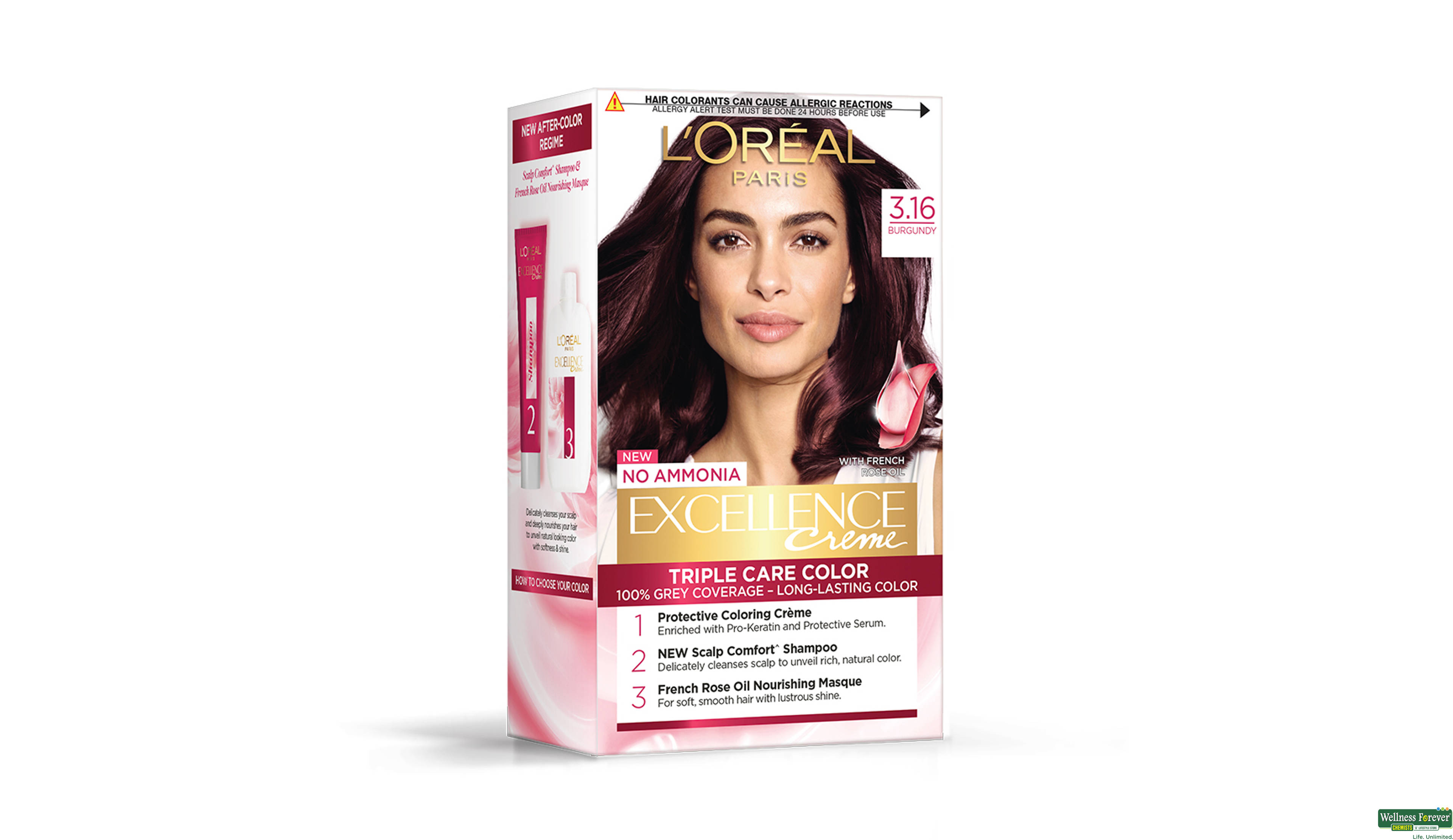 LOREAL HR/COLOR EXCE BURGUNDY 3.16 1PC- 3, 1PC, 