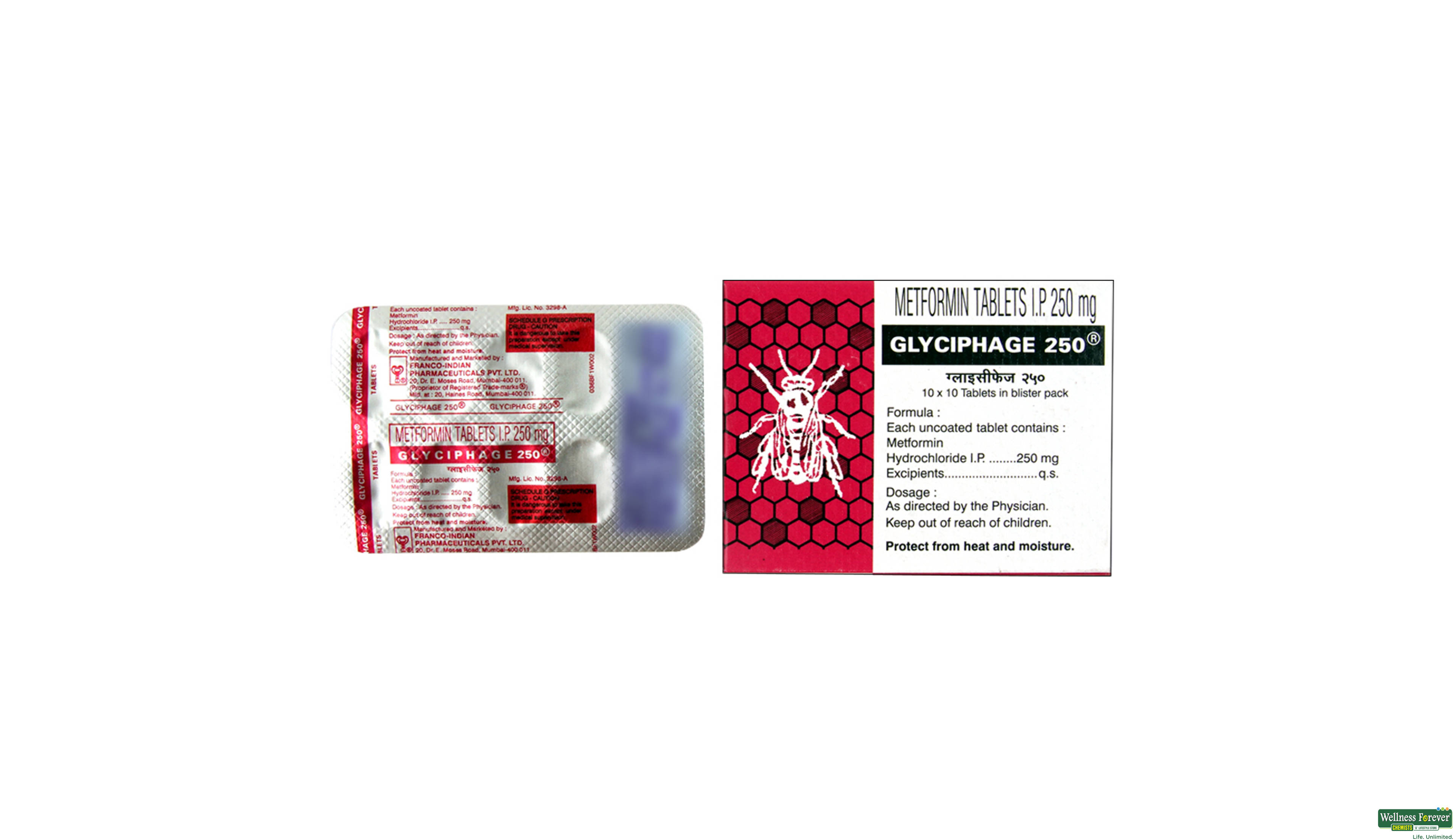 GLYCIPHAGE 250MG 10TAB- 2, 10TAB, 
