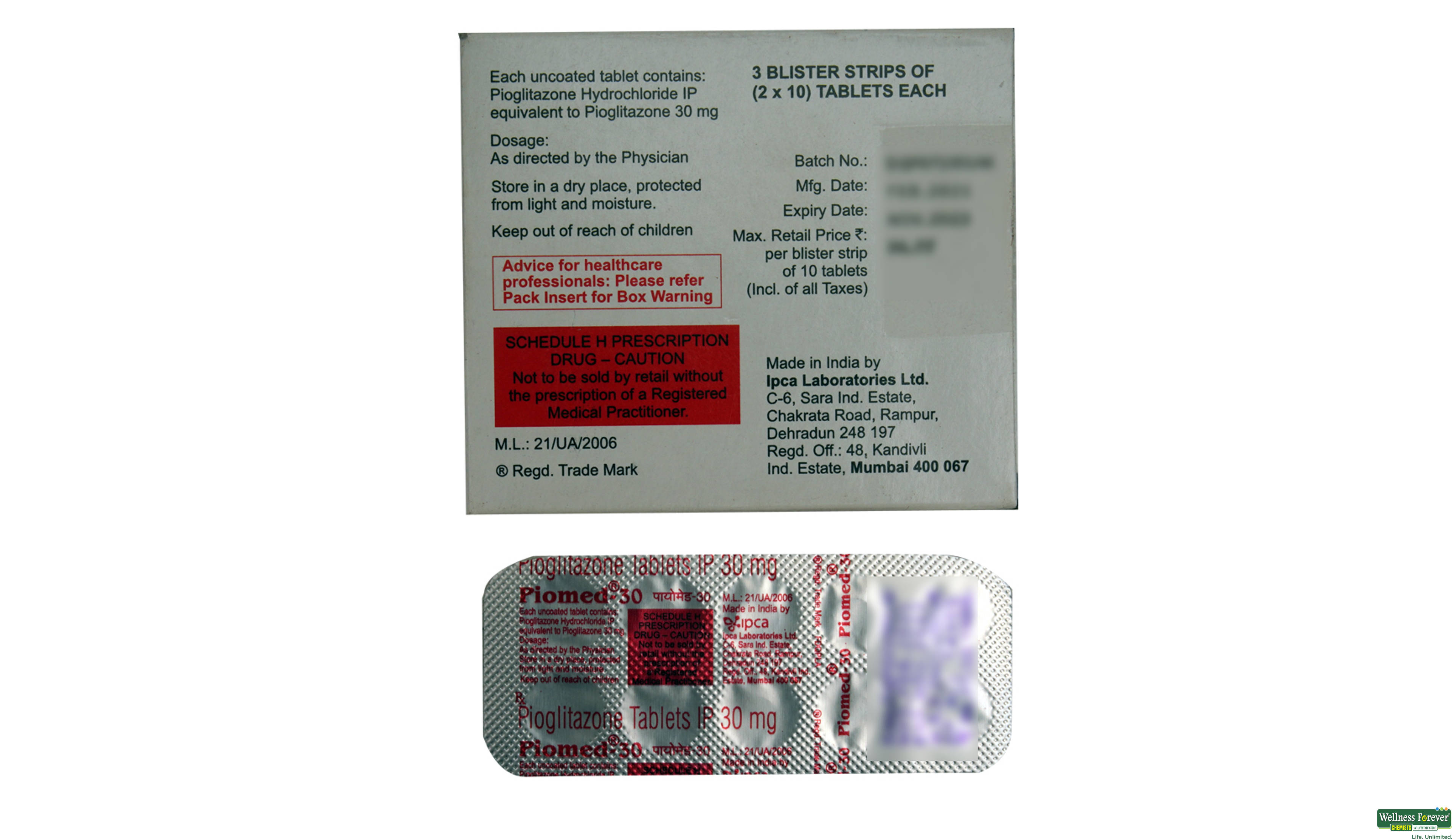 PIOMED 30MG 10TAB- 2, 10TAB, 