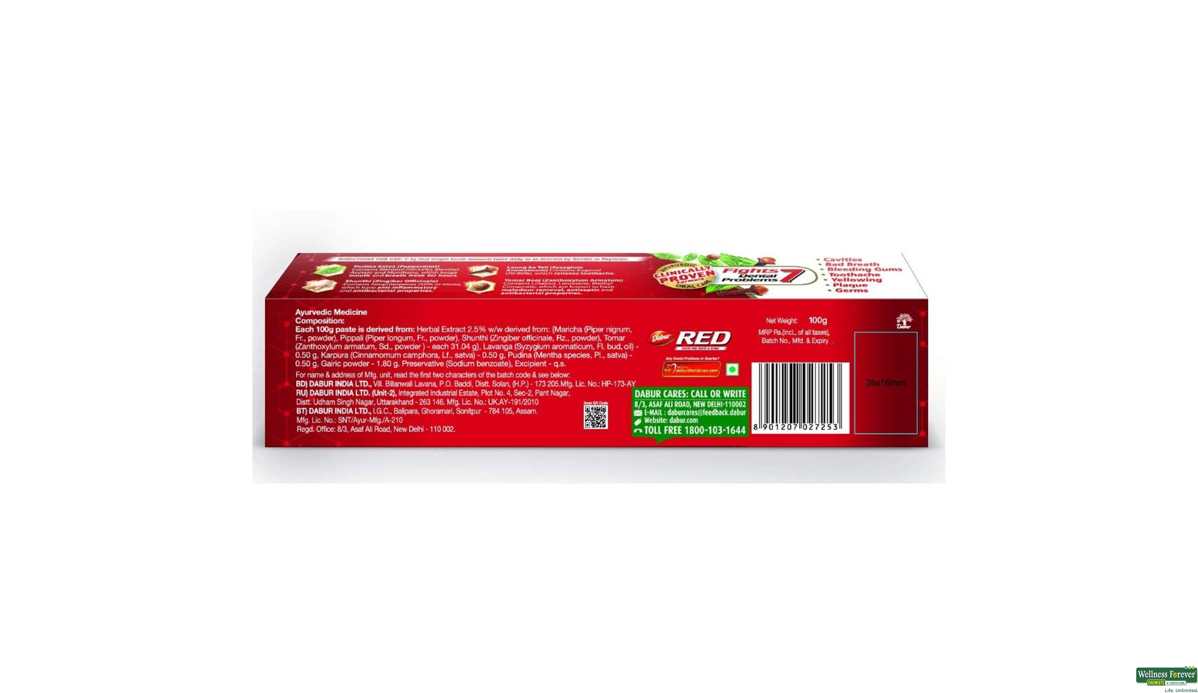 DABUR T/PASTE RED 100GM- 2, 100GM, 