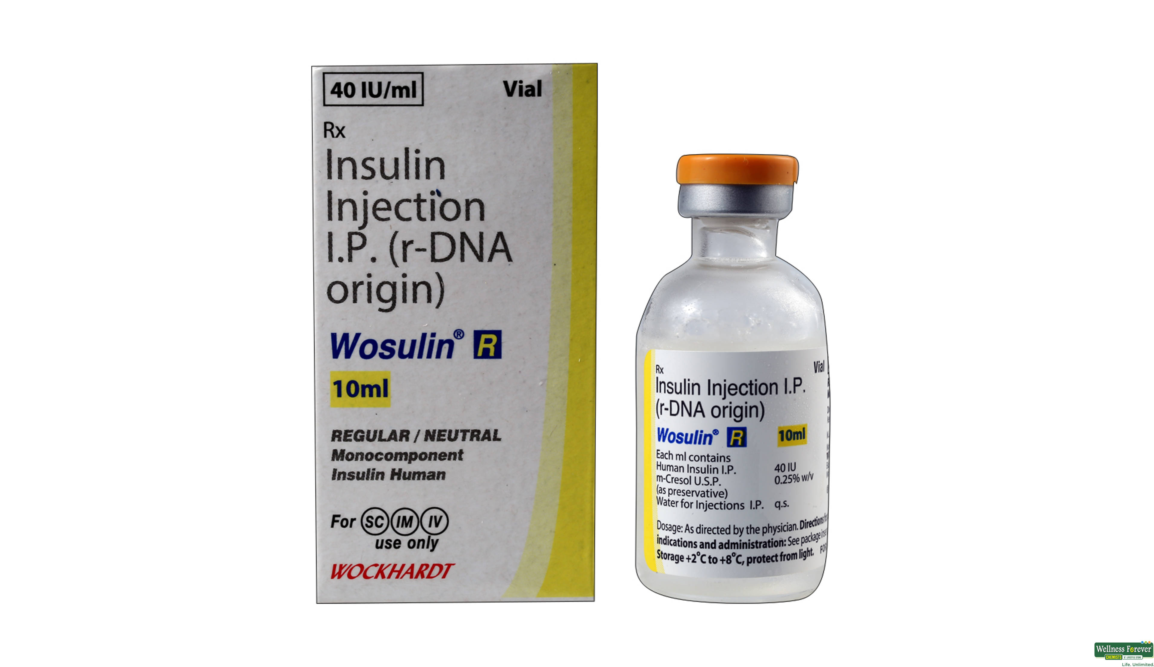 WOSULIN-R INJ 40IU 10ML VIAL- 1, 1PC, 