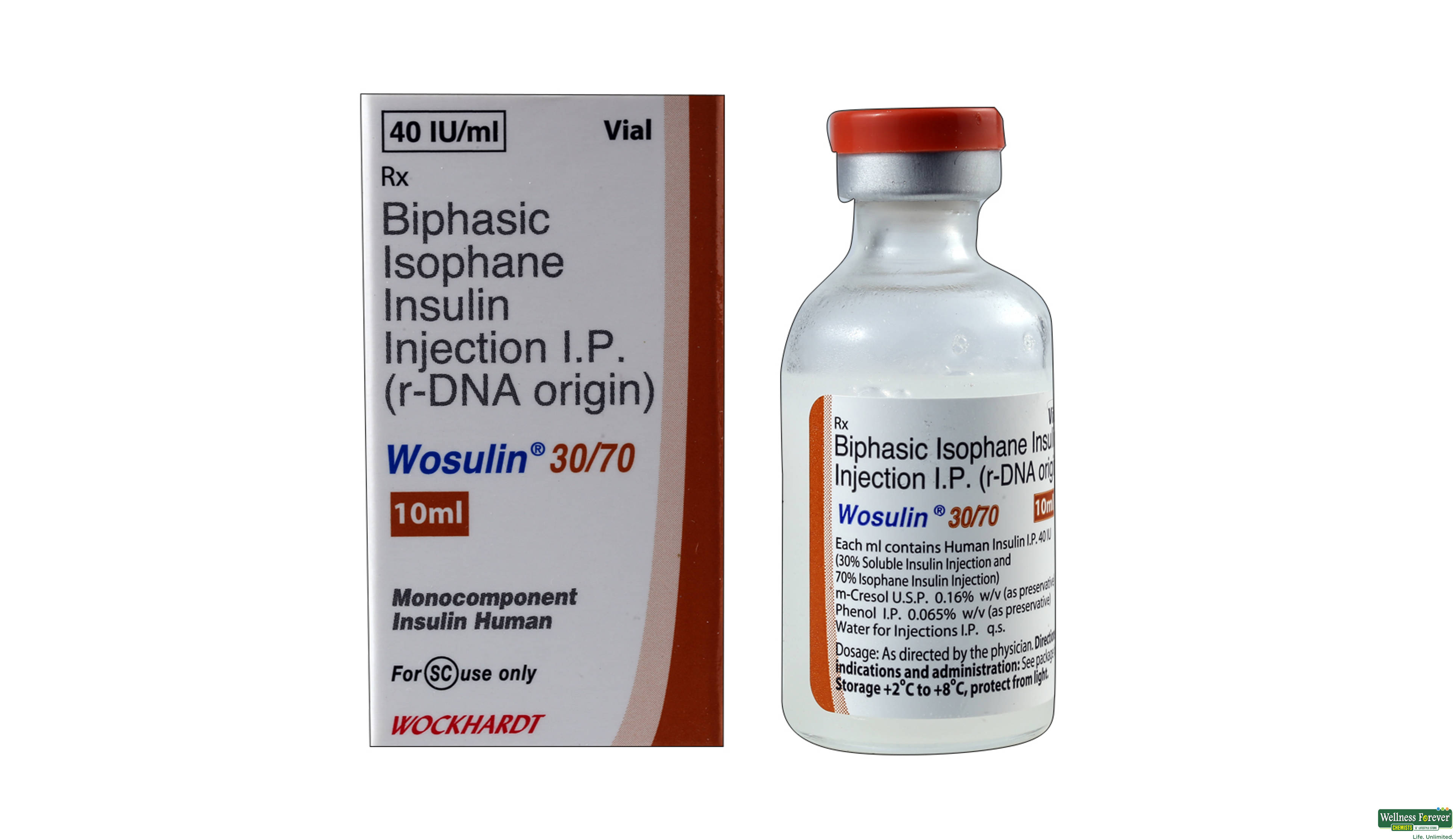 WOSULIN 30/70 40IU INJ 10ML VIAL- 1, 1PC, 