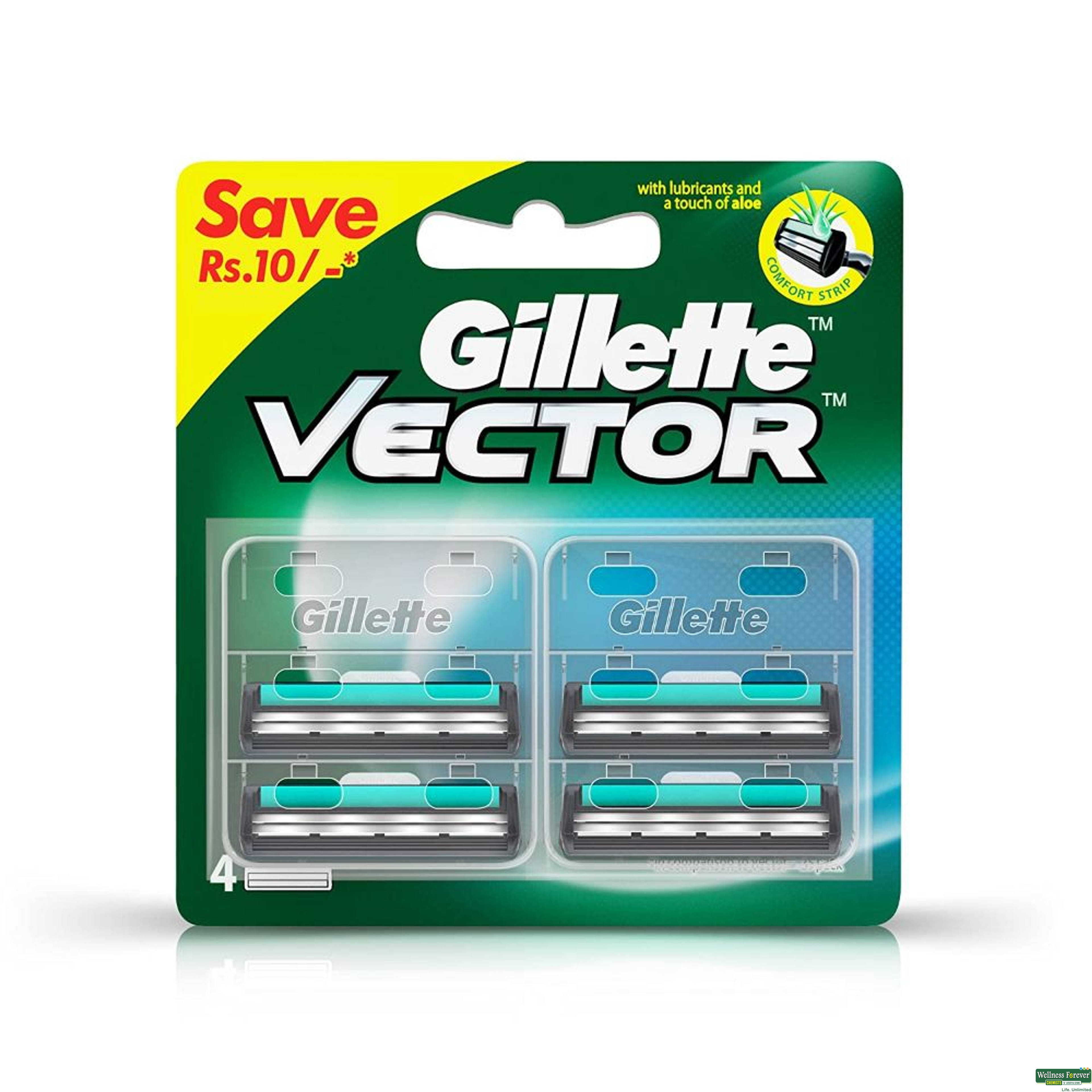 Gillette Vector Plus Manual Shaving Razor Blades 4 Piece-image