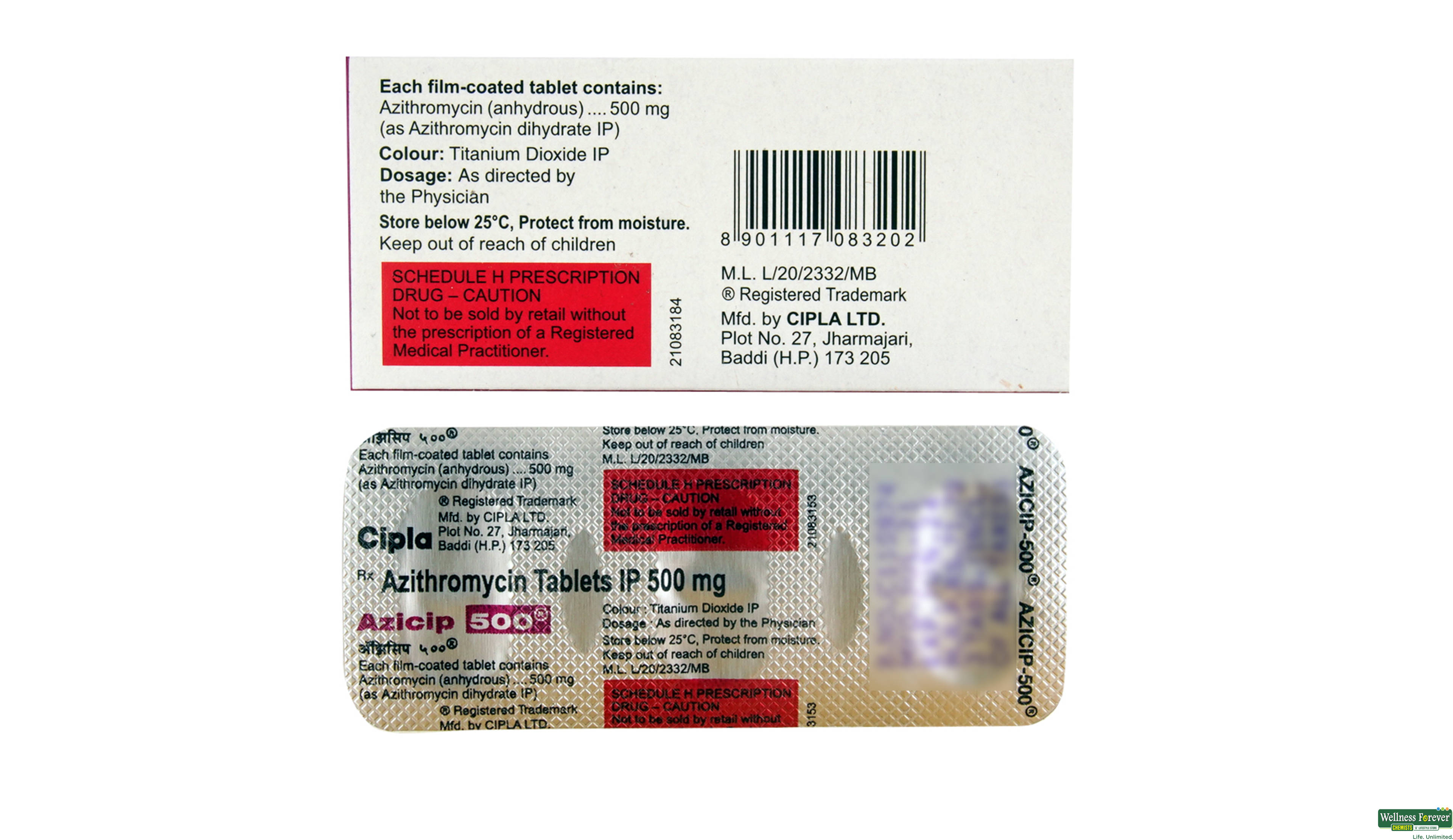 AZICIP 500MG 3TAB- 2, 3TAB, 