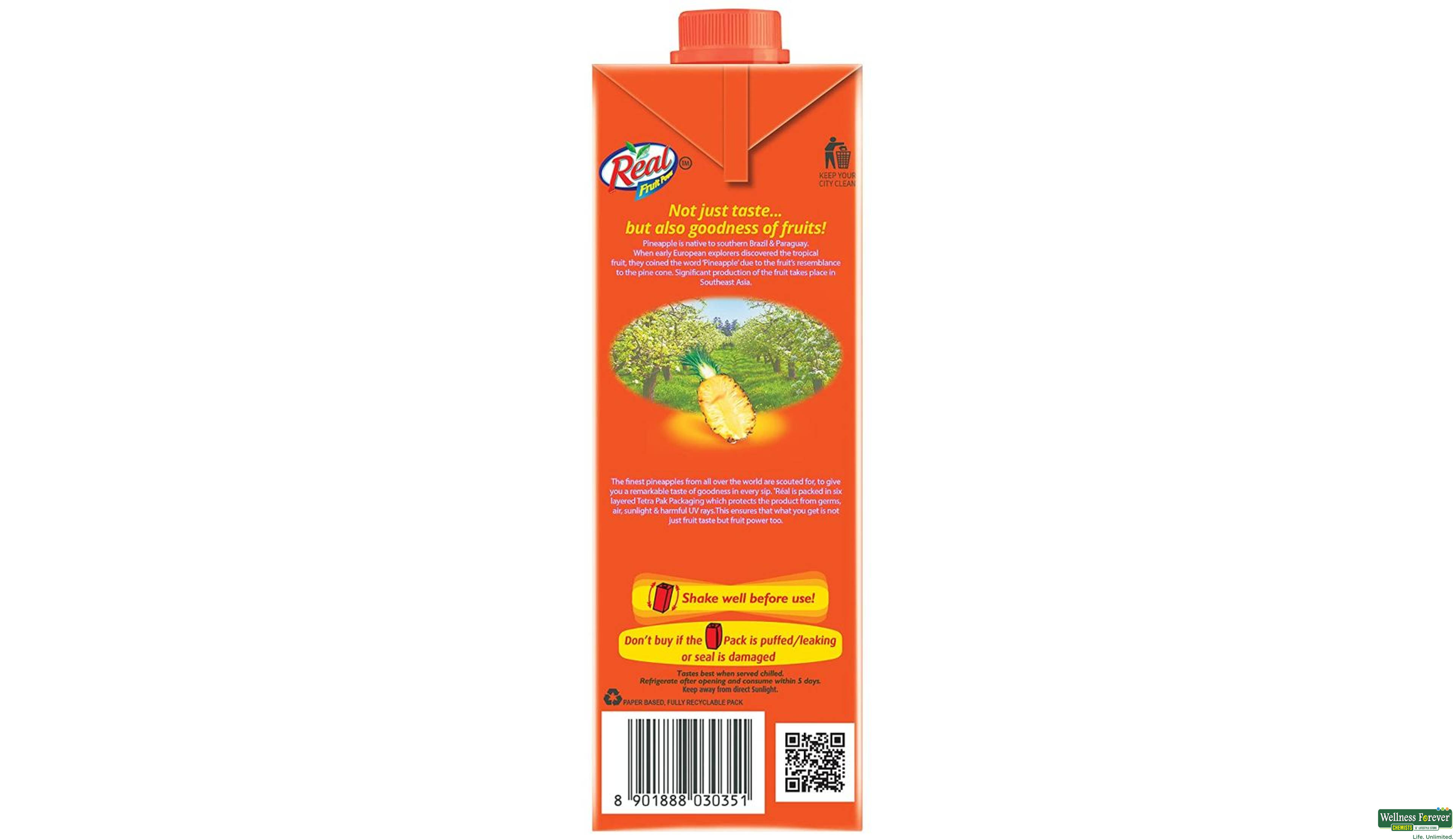 REAL JUICE PINEAPPLE 1LTR- 3, 1LTR, null