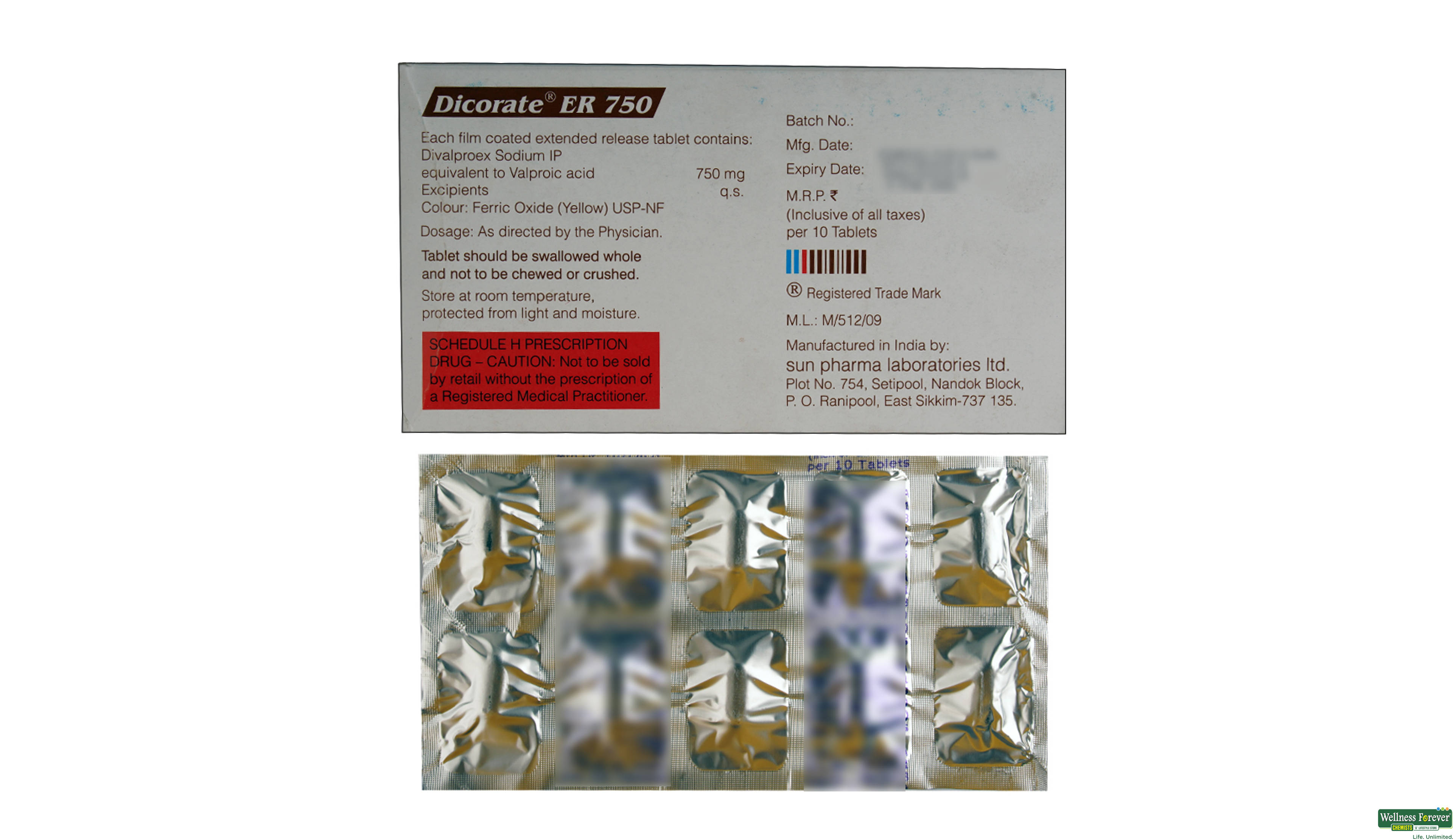 DICORATE-ER 750MG 10TAB- 2, 10TAB, 