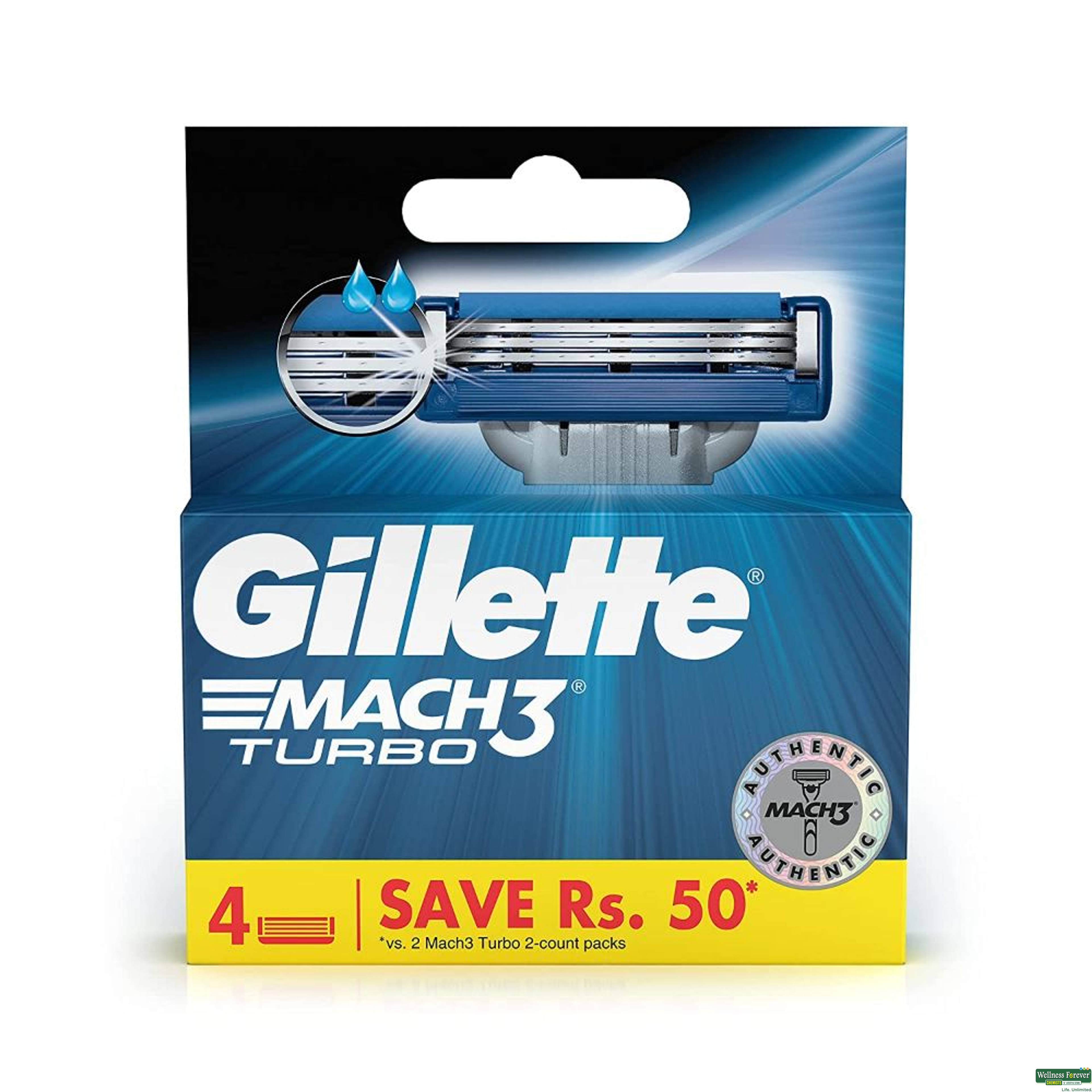 Gillette Mach 3 Turbo Manual Shaving Razor Blades 4 Cartridges-image