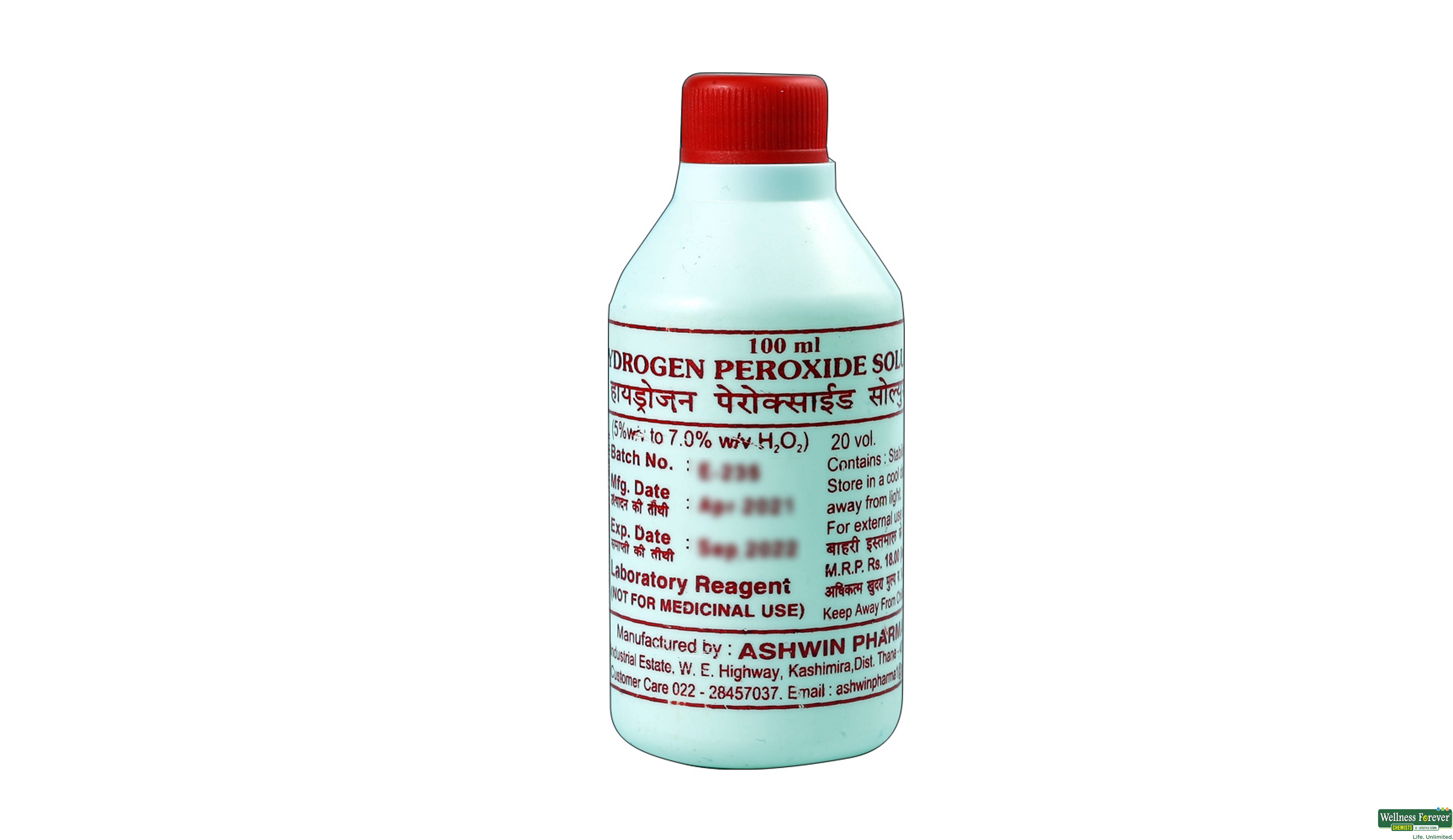 HYDROGEN PEROXIDE ASHWIN 100ML- 1, 100ML, 
