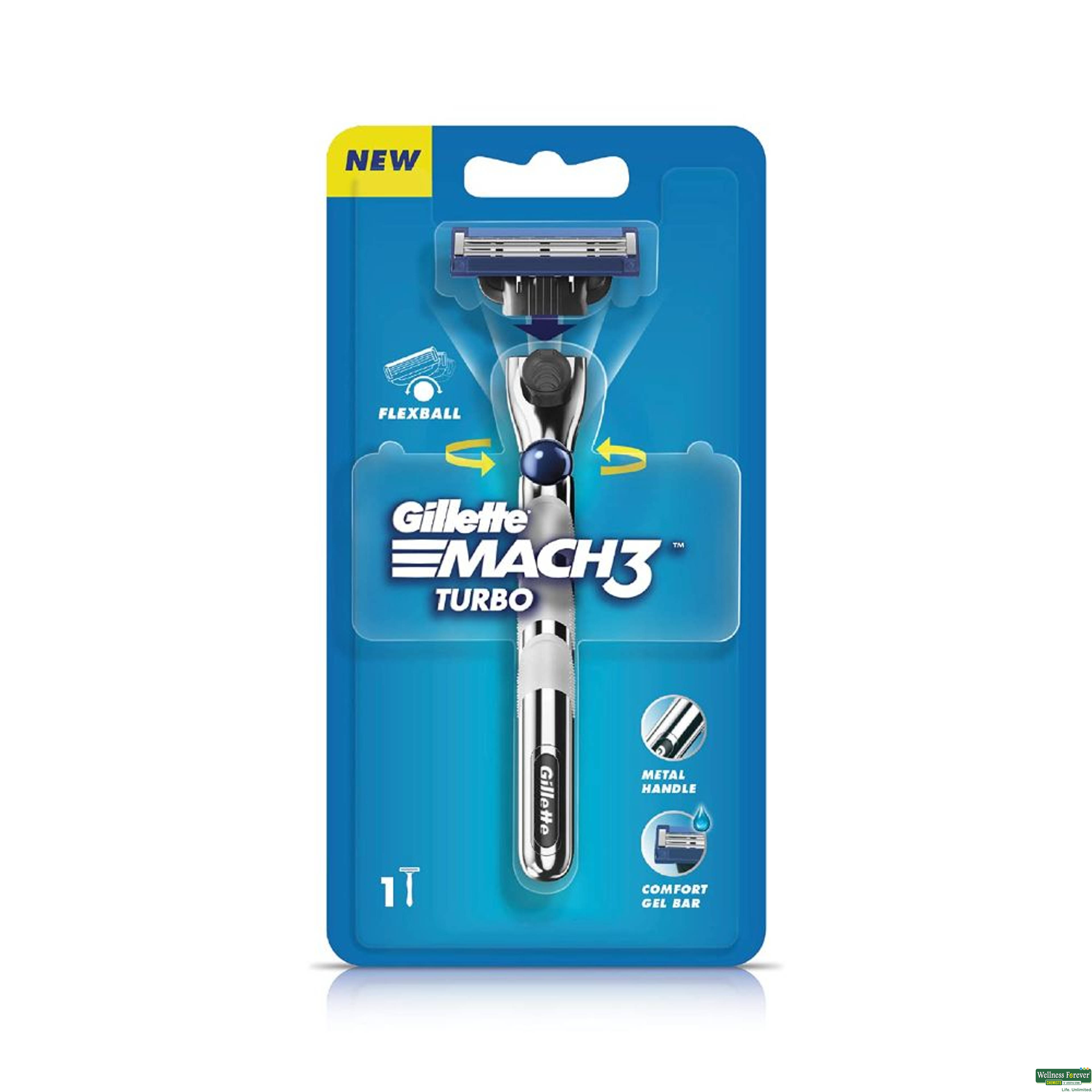 Gillette Mach 3 Turbo Shaving Razor, 1 Piece-image