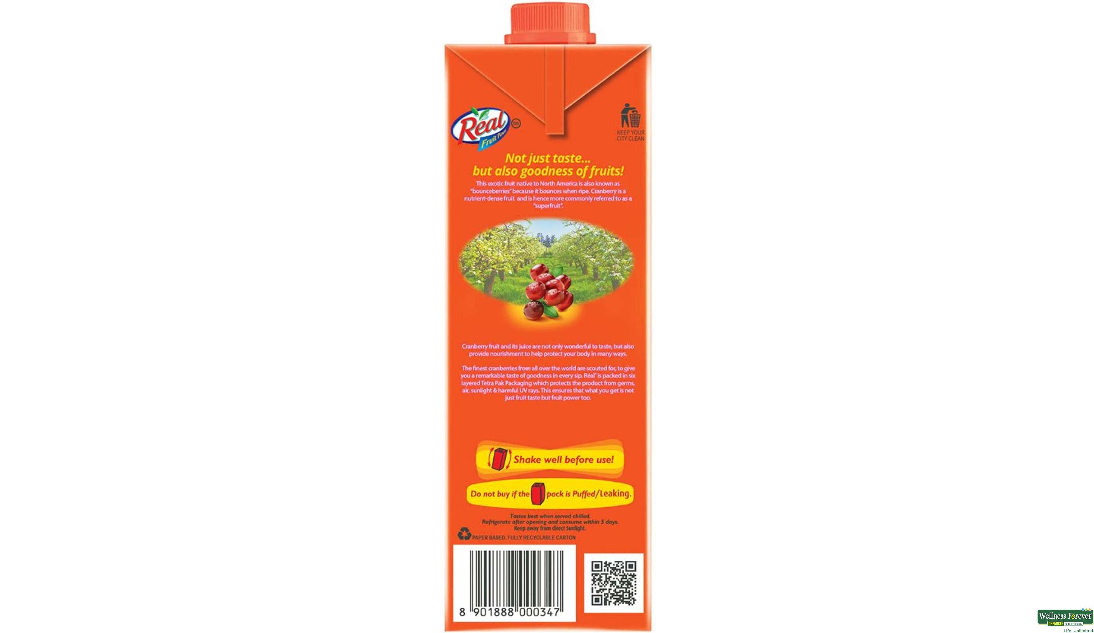 REAL JUICE CRANBERRY 1LTR- 3, 1LTR, null