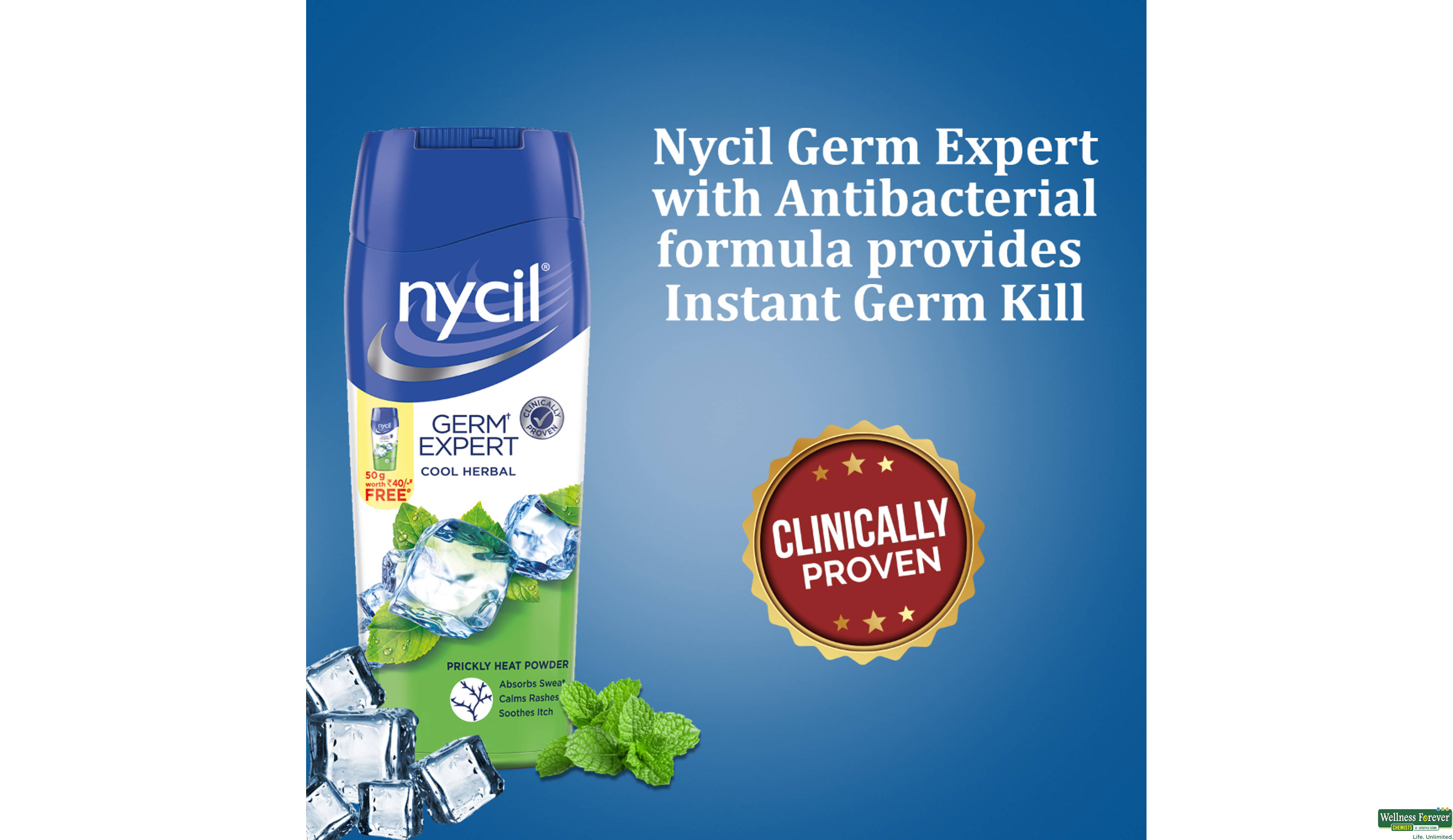 NYCIL TALC COOL HERBAL 150GM- 4, 150GM, 