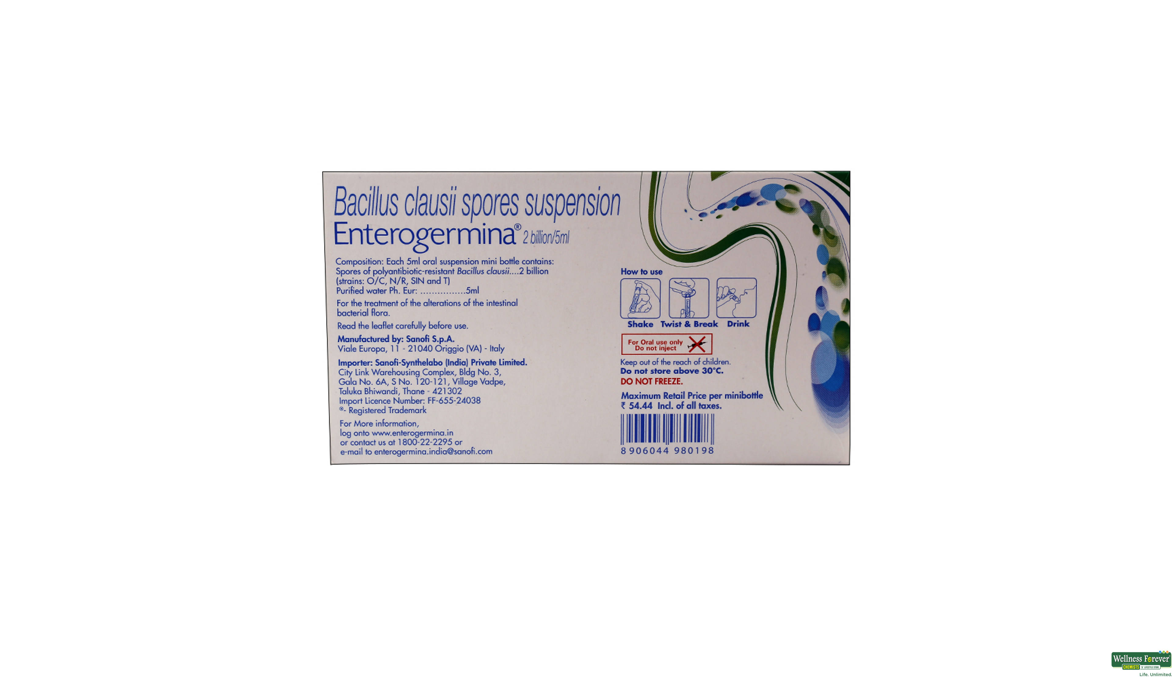 ENTEROGERMINA ORAL SOLN 5ML- 2, 5ML, 