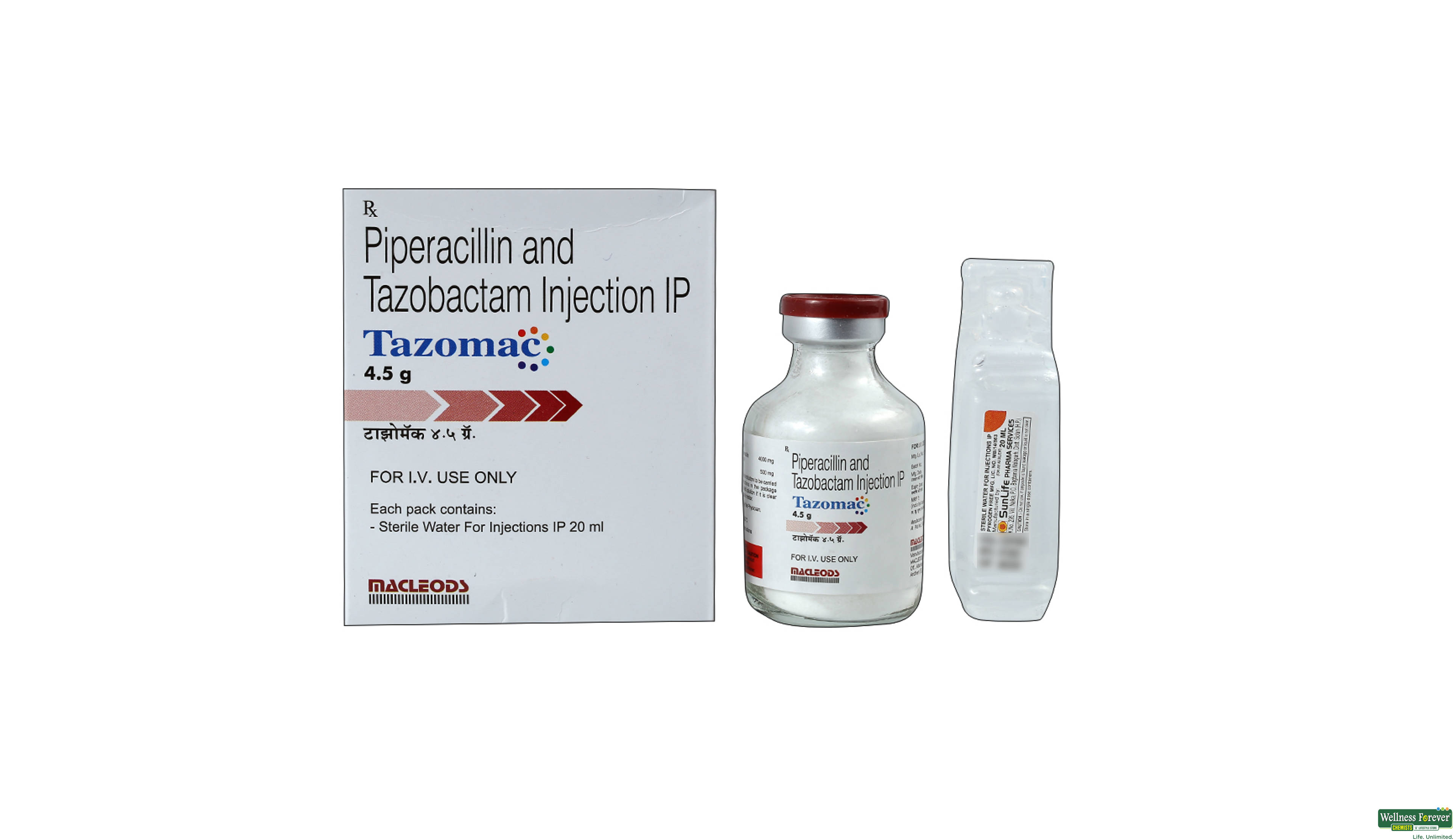 TAZOMAC 4.5GM INJ VIAL- 1, 1PC, 
