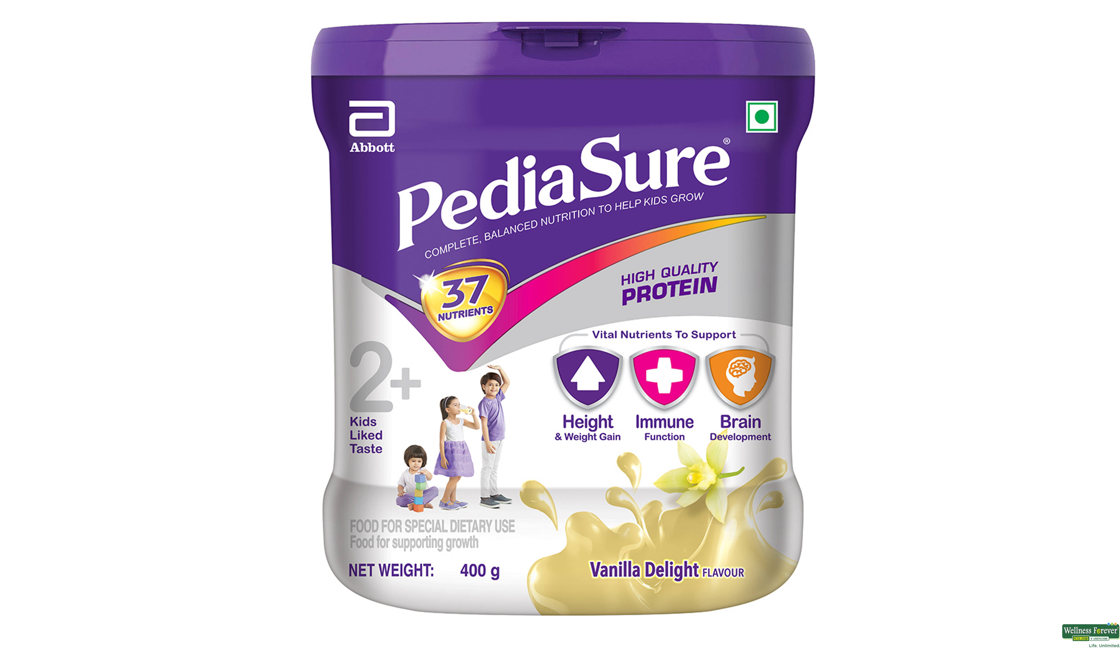 PEDIASURE VANILA DELIGHT PWDR JAR 400GM- 1, 400GM, 