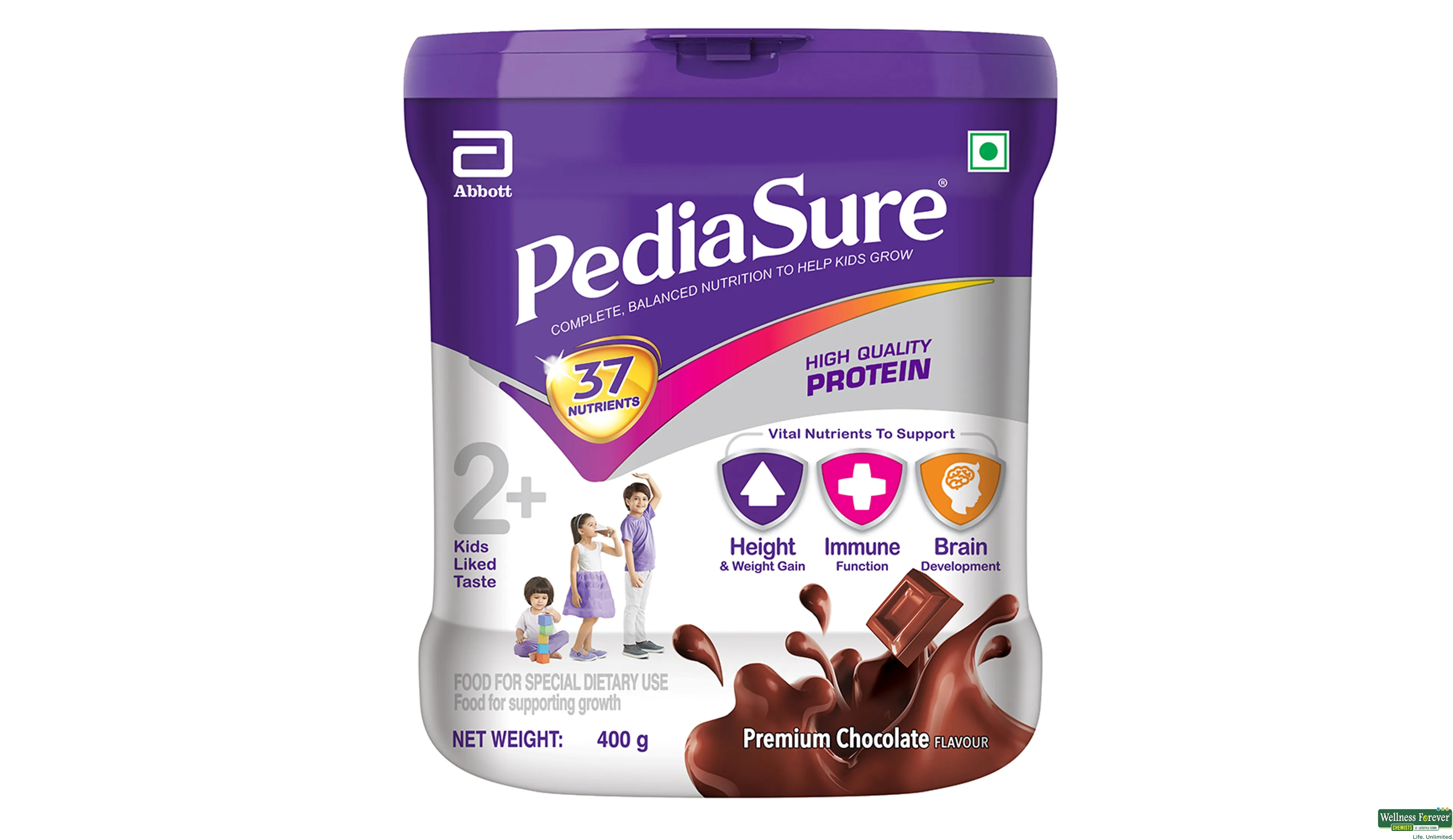 PEDIASURE PREM CHOCOLATE PWDR JAR 400GM- 1, 400GM, 