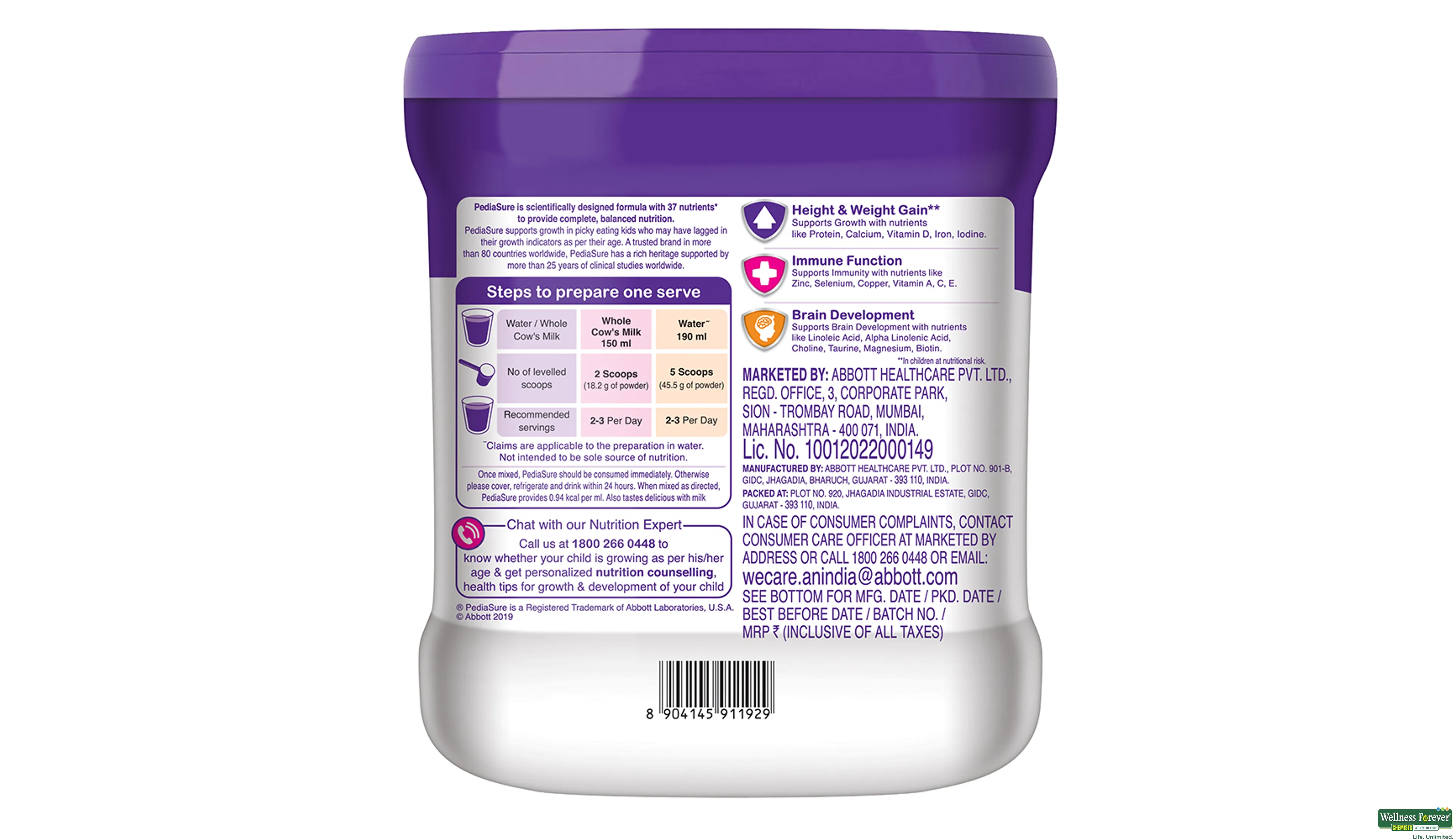Pediasure Chocolate Nutrition Powder, 400 Gm, Packaging Type: Jar at Rs  1050/piece in Nagpur