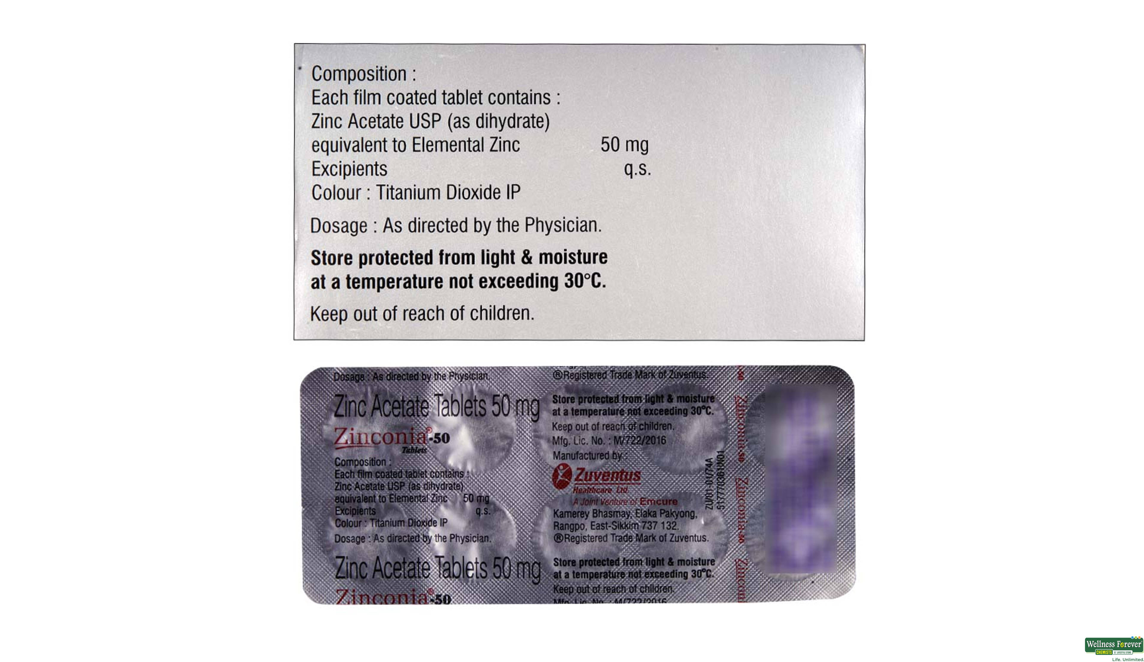 ZINCONIA 50MG 10TAB- 2, 10TAB, 