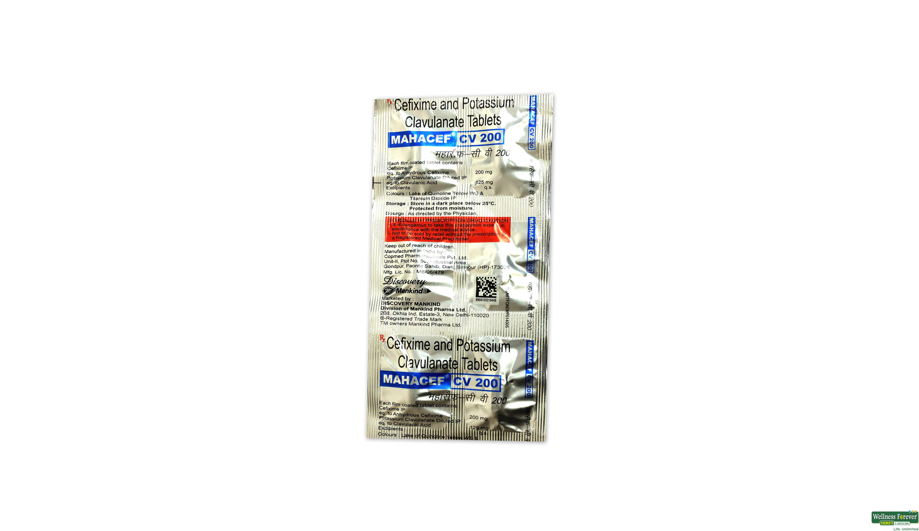 MAHACEF-CV 200MG 6TAB- 1, 6TAB, null