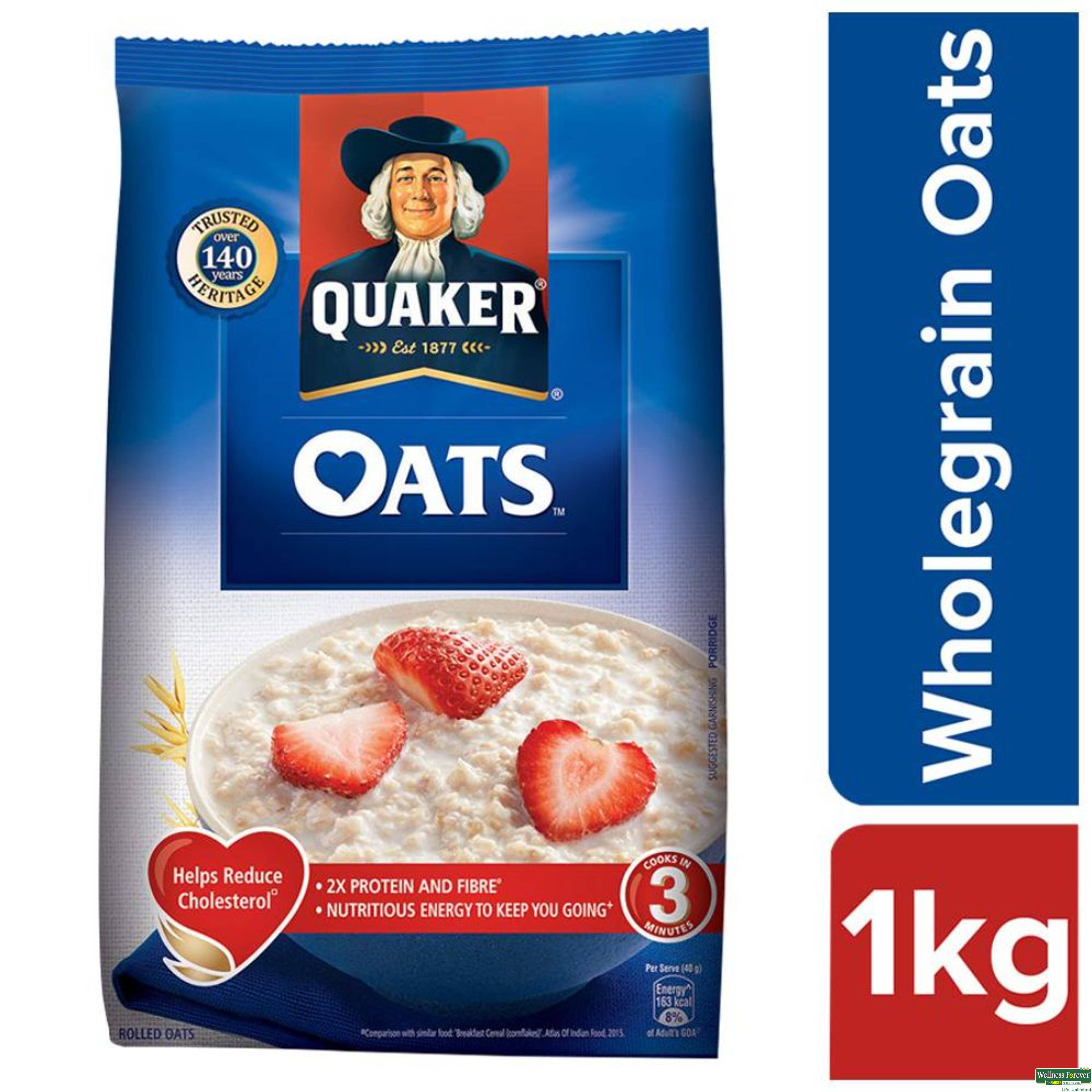 Quaker Natural Oats, 1 kg Refill Pack-image