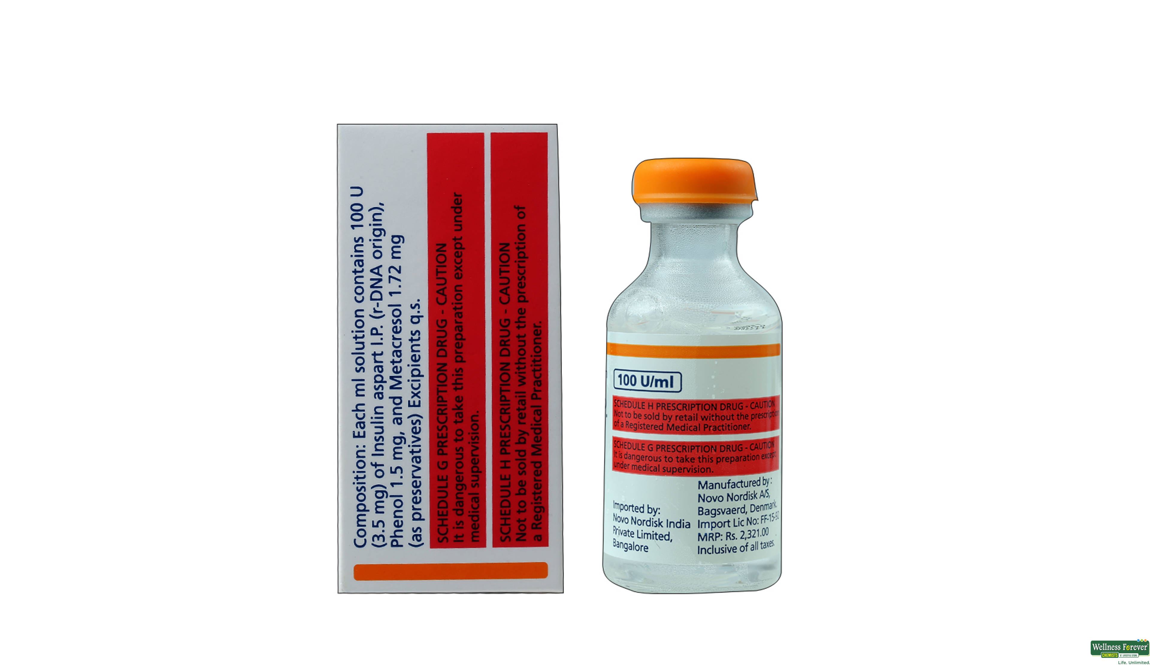NOVORAPID 100IU 10ML VIAL- 2, 1PC, 