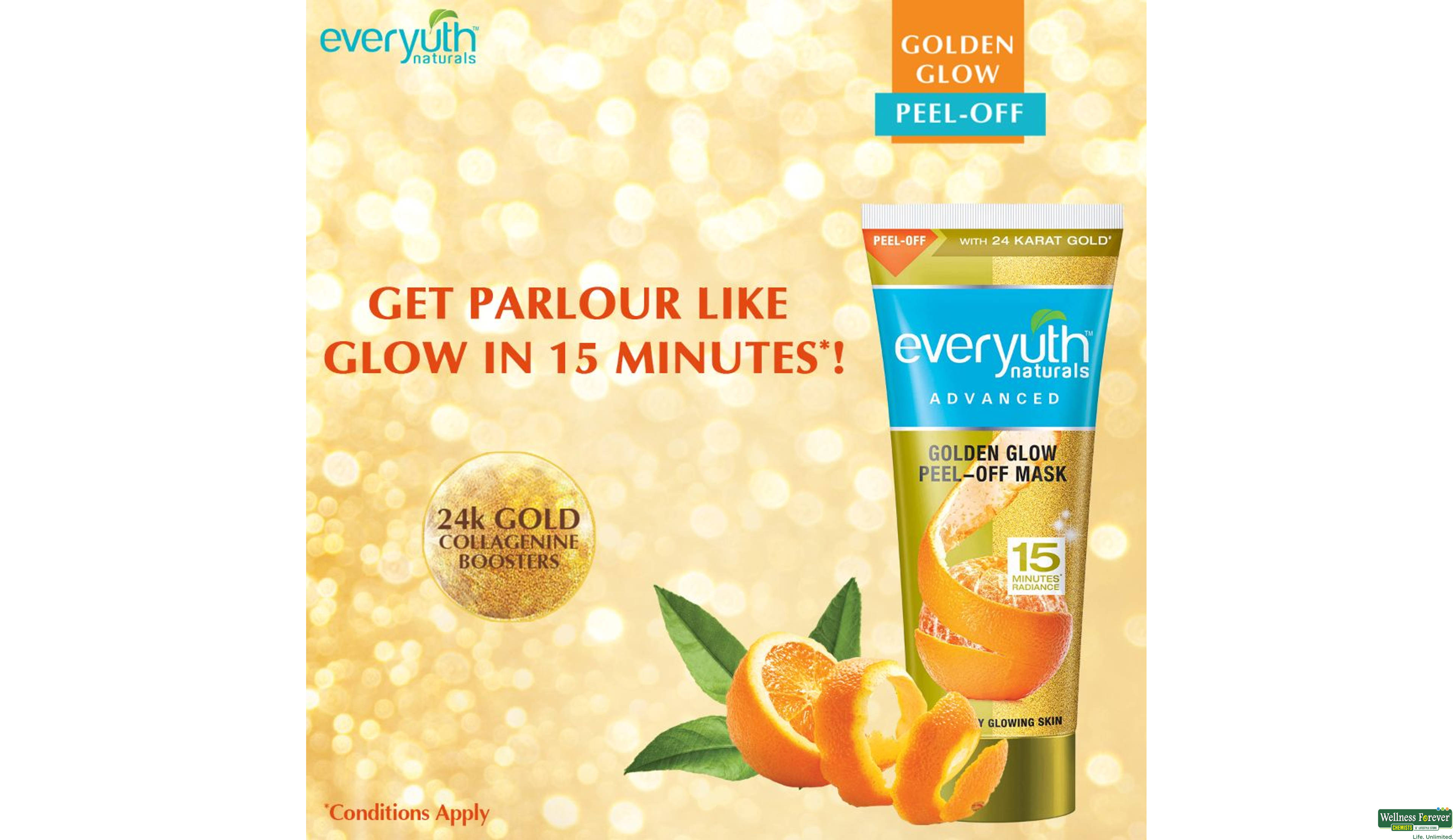 EVERYUTH F/MASK PEEL OFF GOLD/GLOW 50GM- 3, 50GM, 