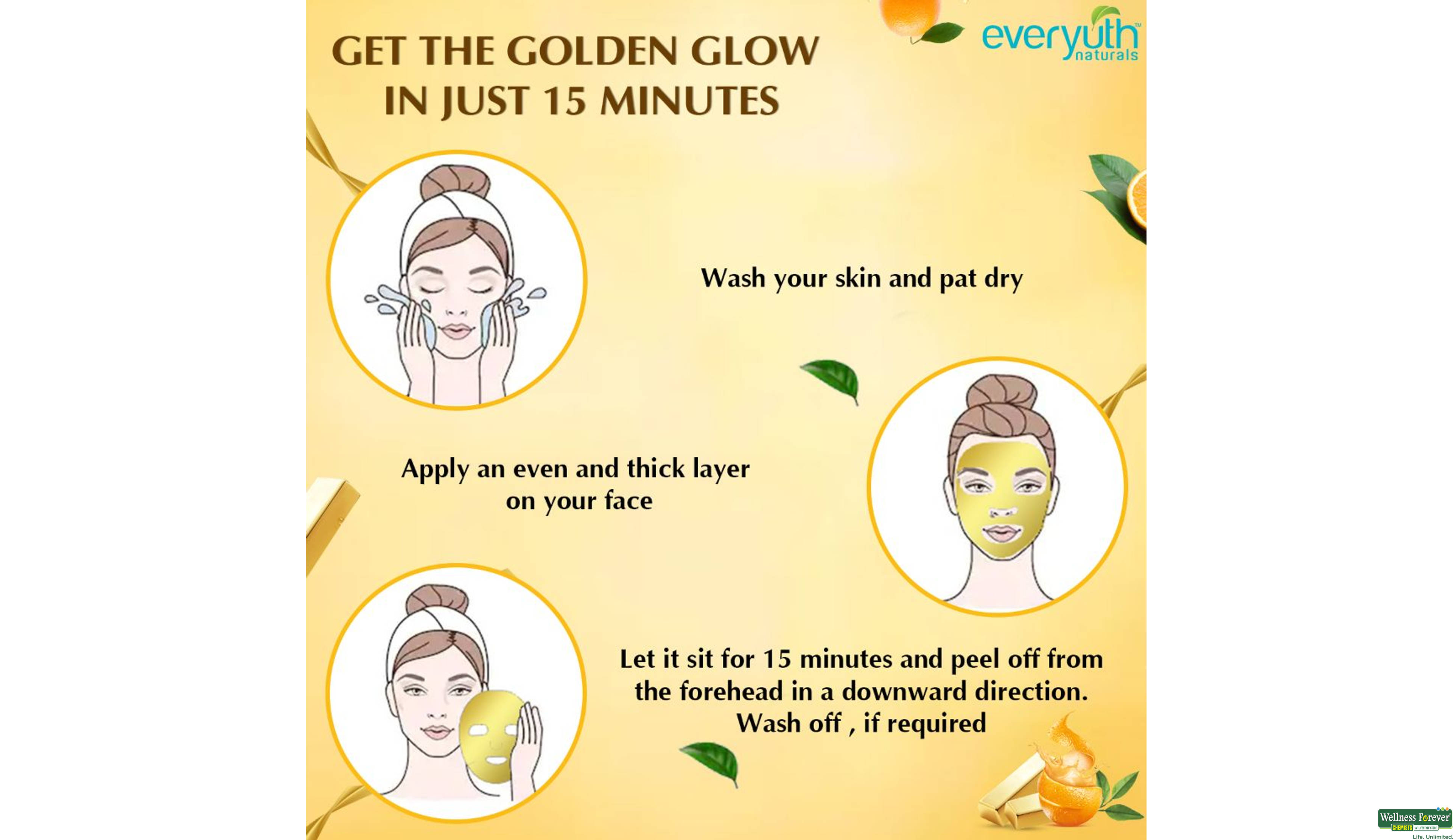 EVERYUTH F/MASK PEEL OFF GOLD/GLOW 50GM- 5, 50GM, 