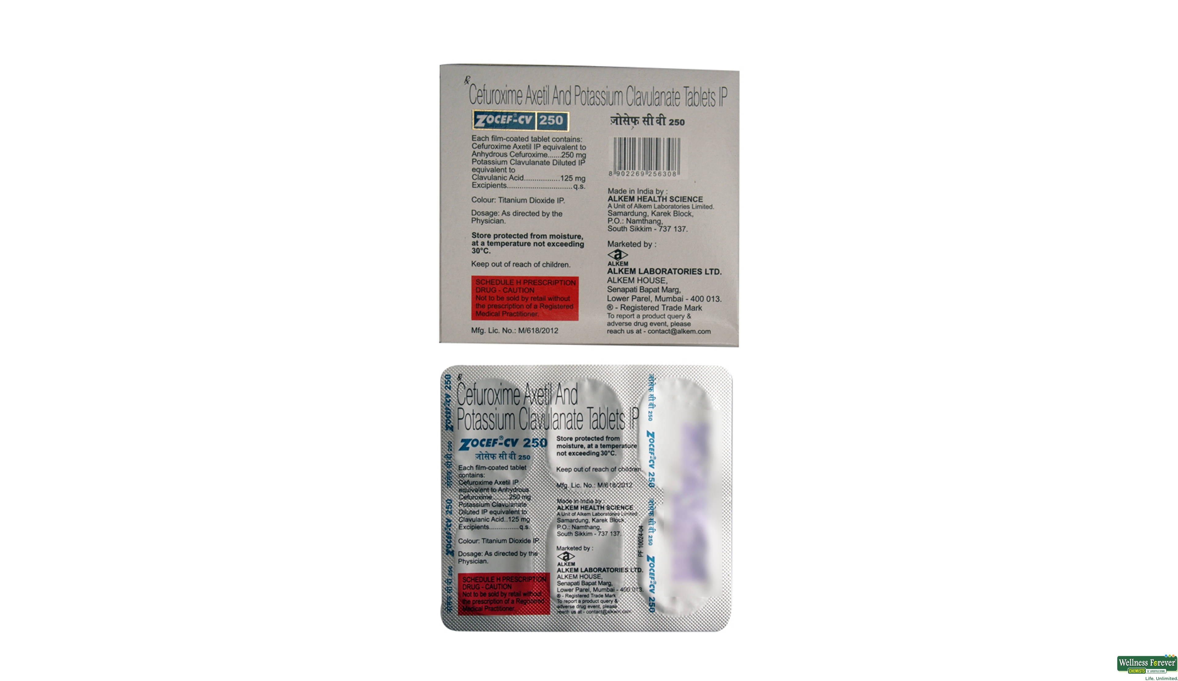 ZOCEF-CV 250MG 6TAB- 2, 6TAB, 