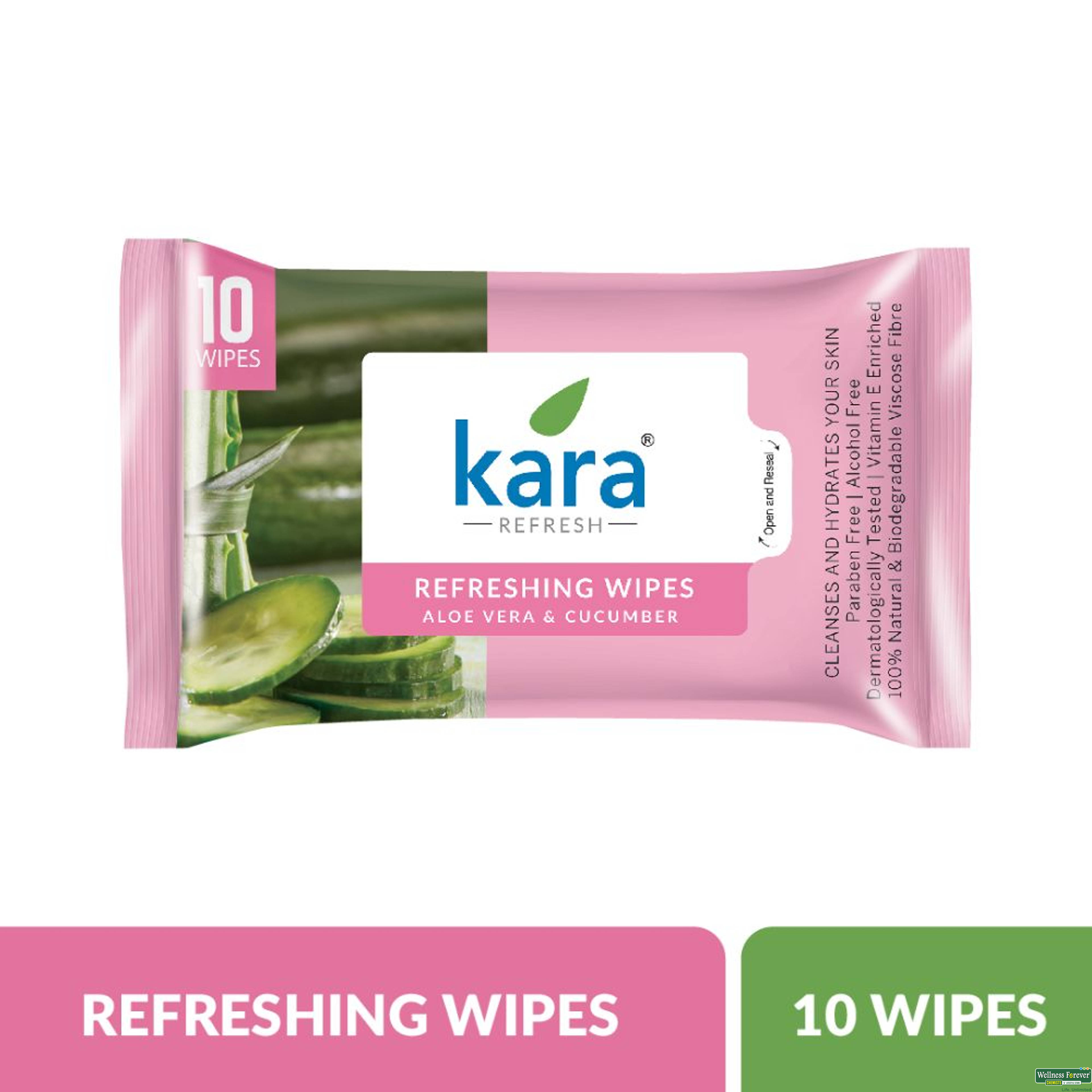 Kara Refreshing Facial Wipes Aloe Vera & Cucumber, 10 Pieces-image