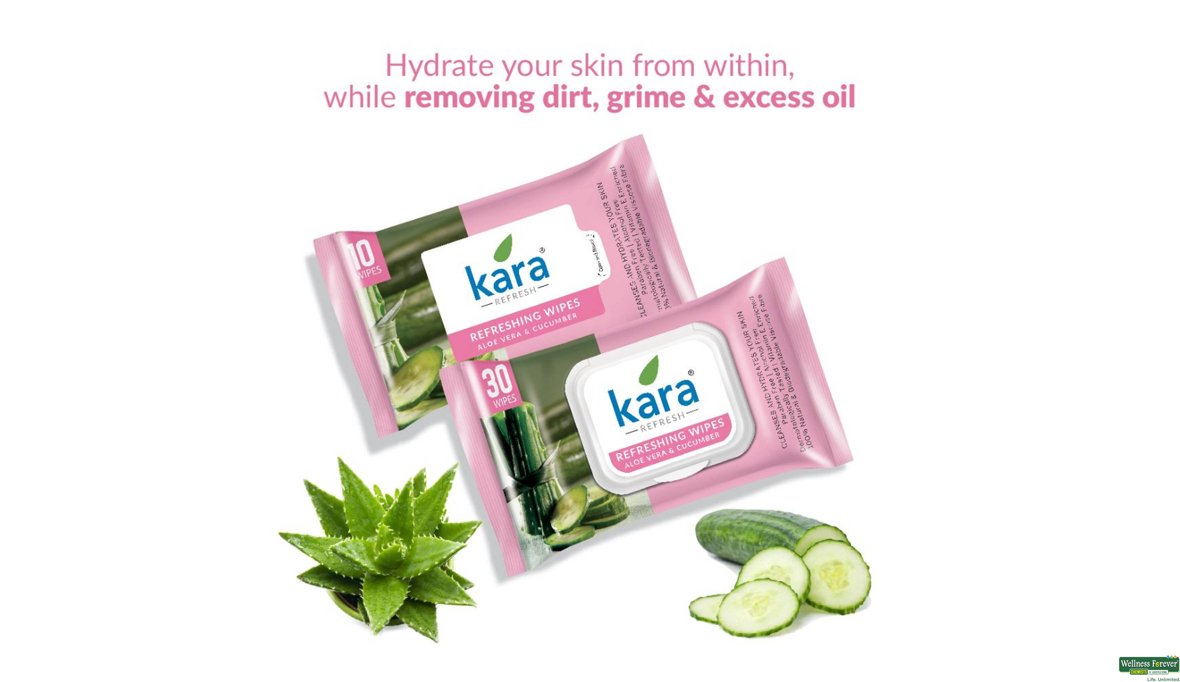 KARA FACE WIPES ALOE CUCUMBER 10PC- 2, 10PC, 