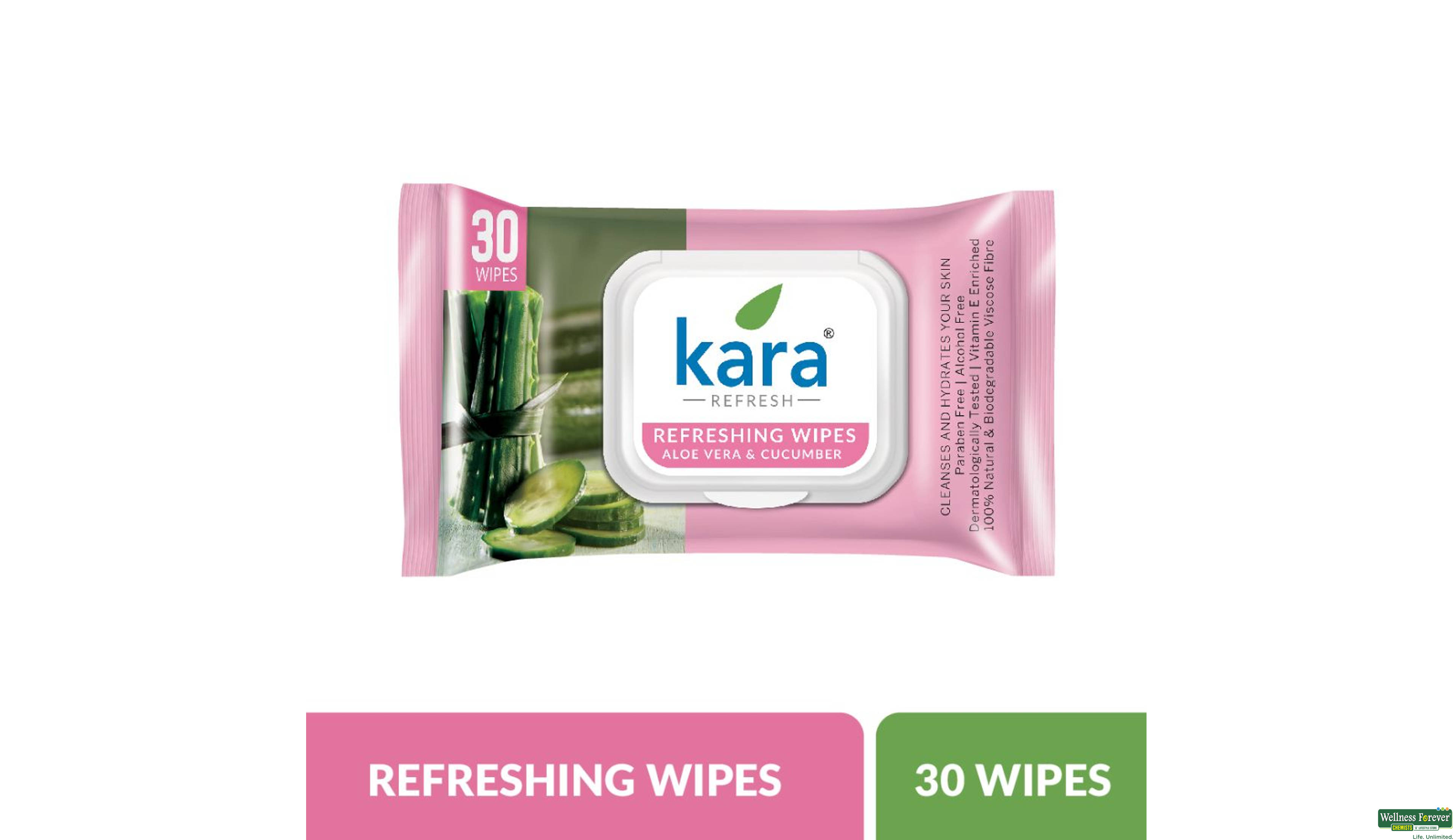 KARA FACE WIPES ALOE CUCUMBER LID 25P- 1, 30PC, 