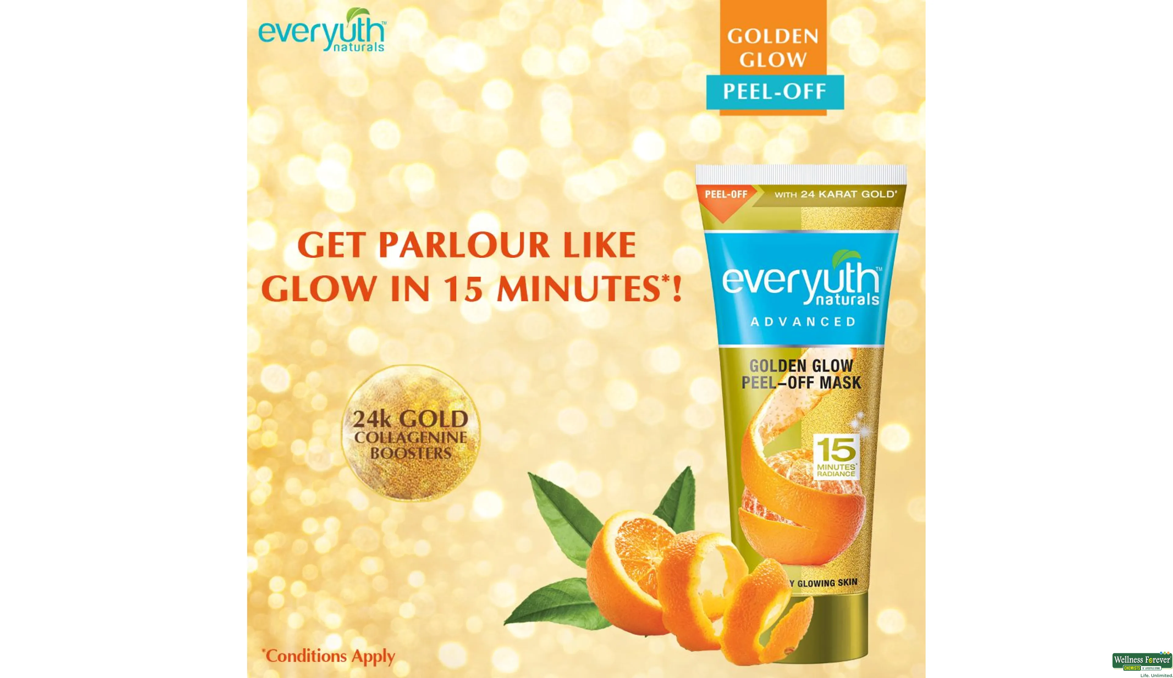 EVERYUTH F/MASK PEEL OFF GOLD/GLOW 90GM- 3, 90GM, 