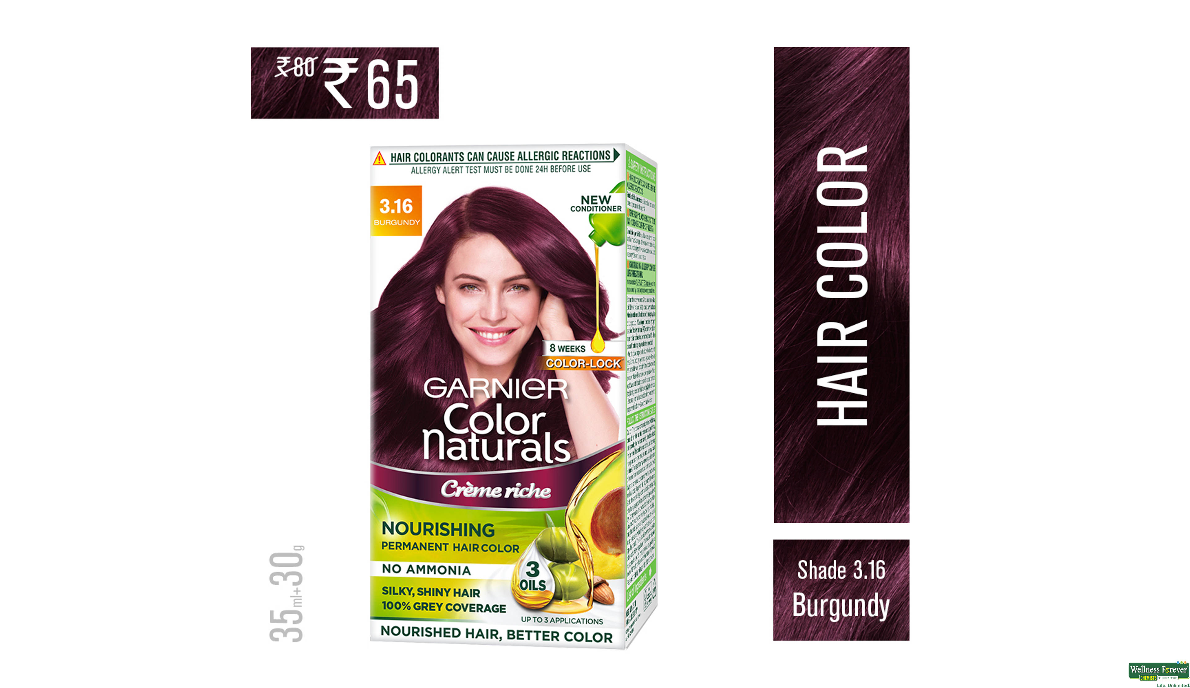 GARN HR/CLR MEN NAT/BURGUNDY 3.16 36ML- 1, 36ML, 