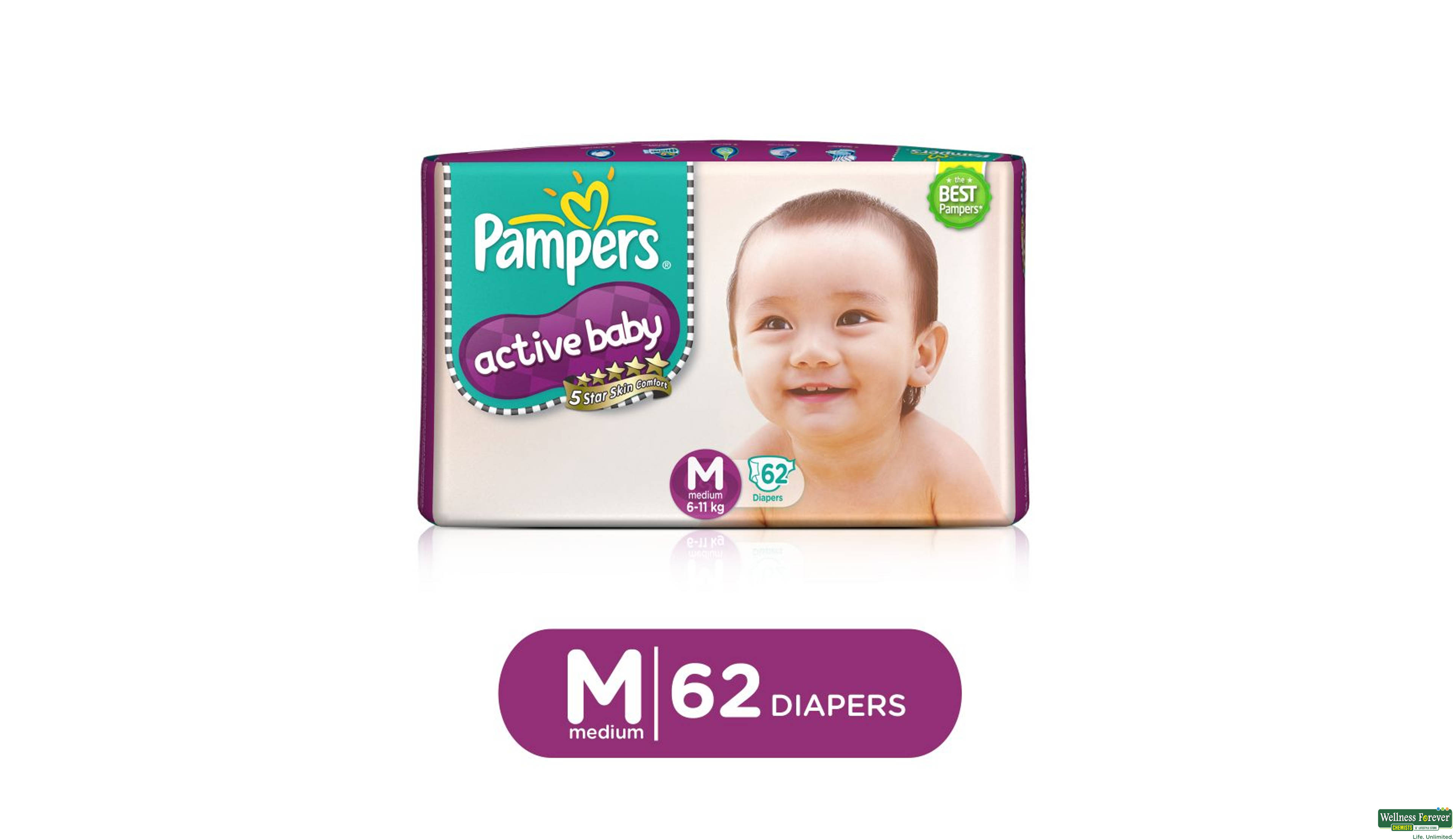 PAMP DIAP ACTIVE BABY M 62PC- 1, 62PC, 