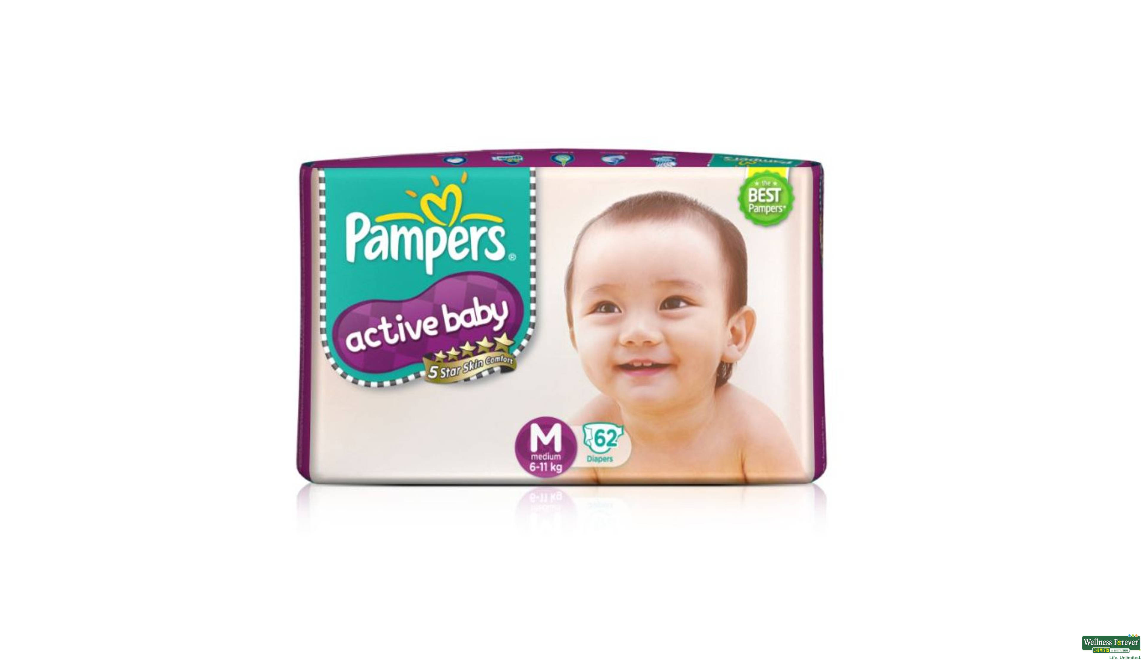 PAMP DIAP ACTIVE BABY M 62PC- 2, 62PC, 