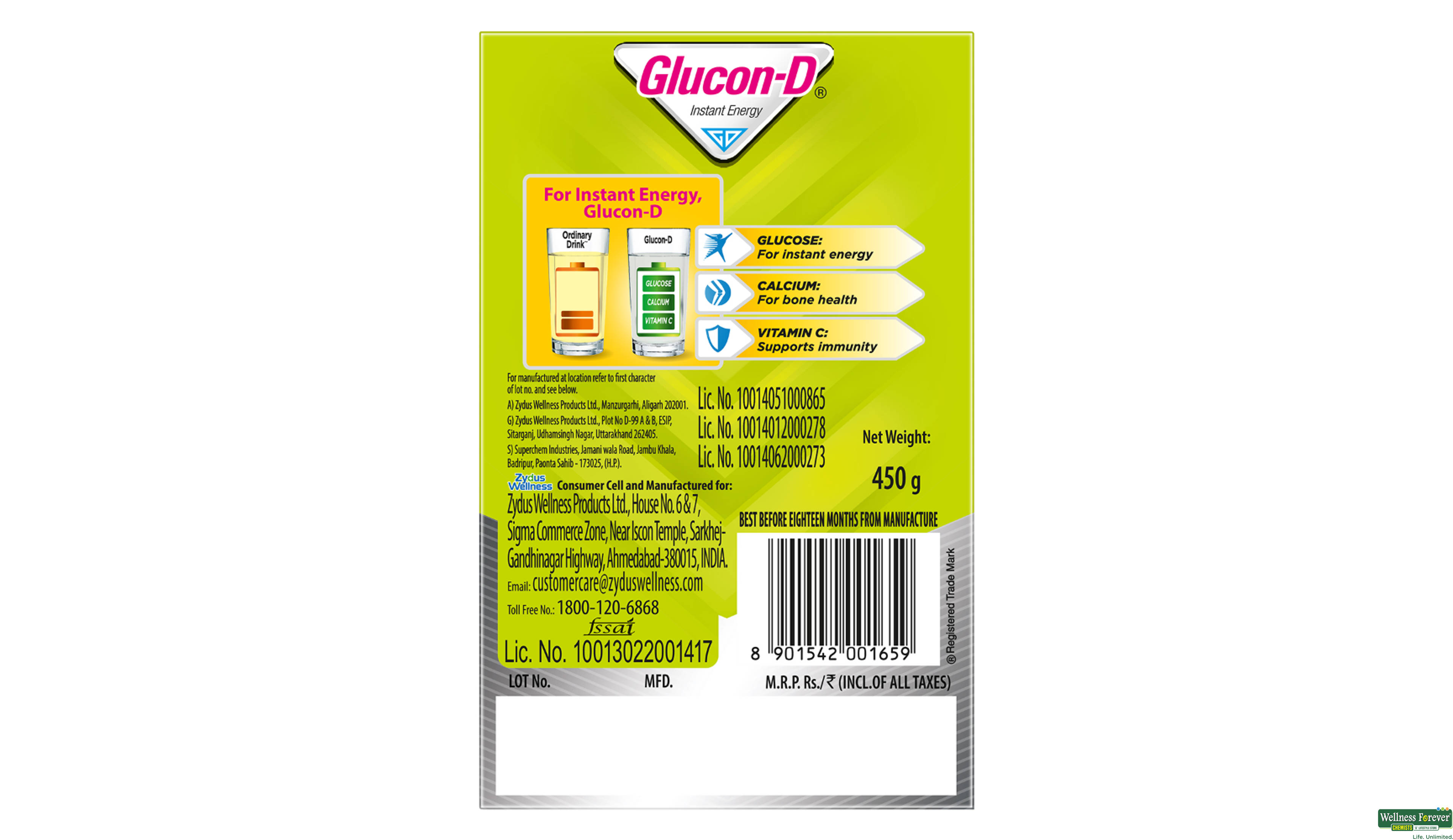 GLUCON D PWDR NIMBU PANI REF 450GM- 4, 450GM, 