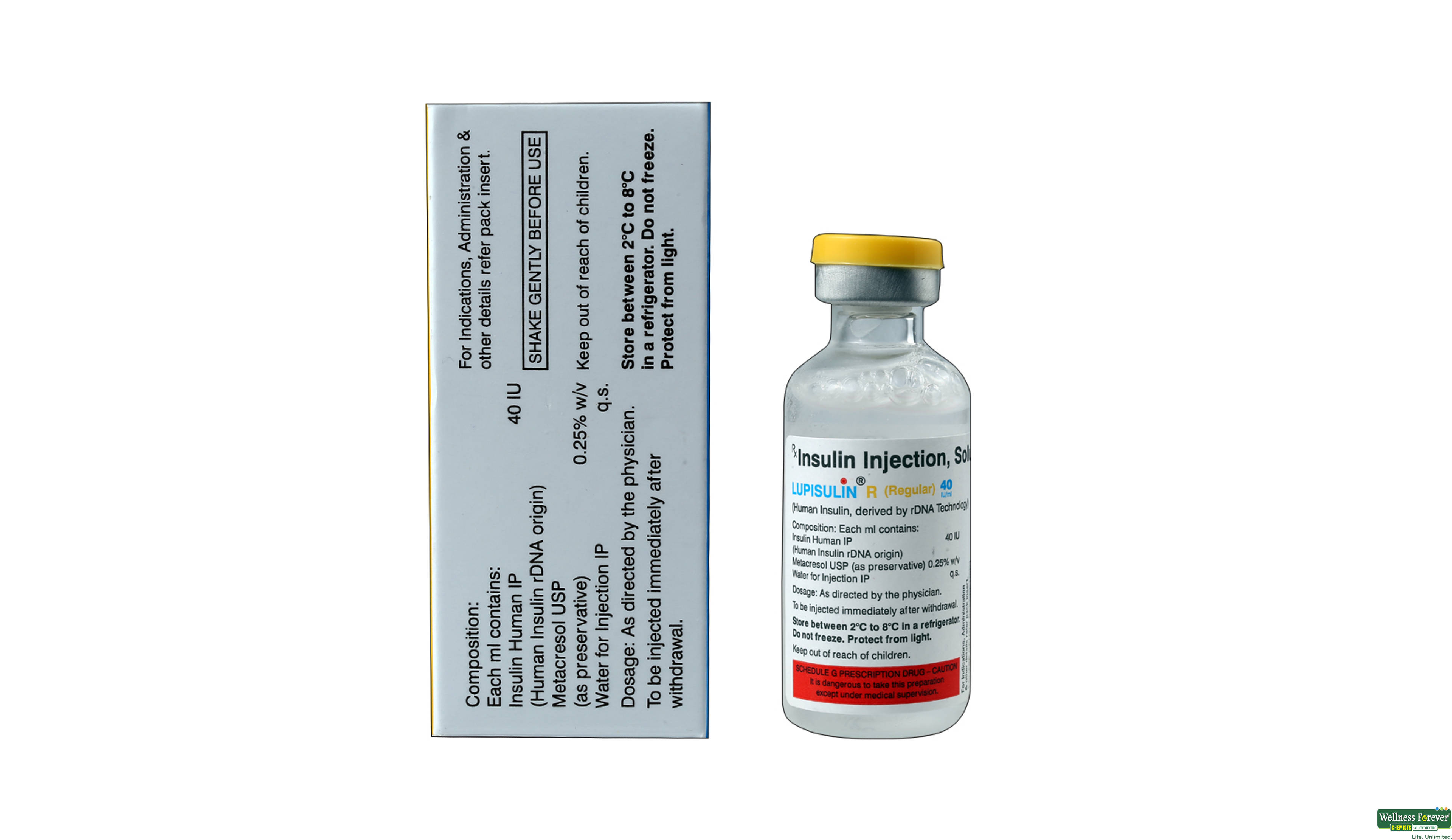 LUPISULIN R 40IU INJ 10ML VIAL- 2, 1PC, 