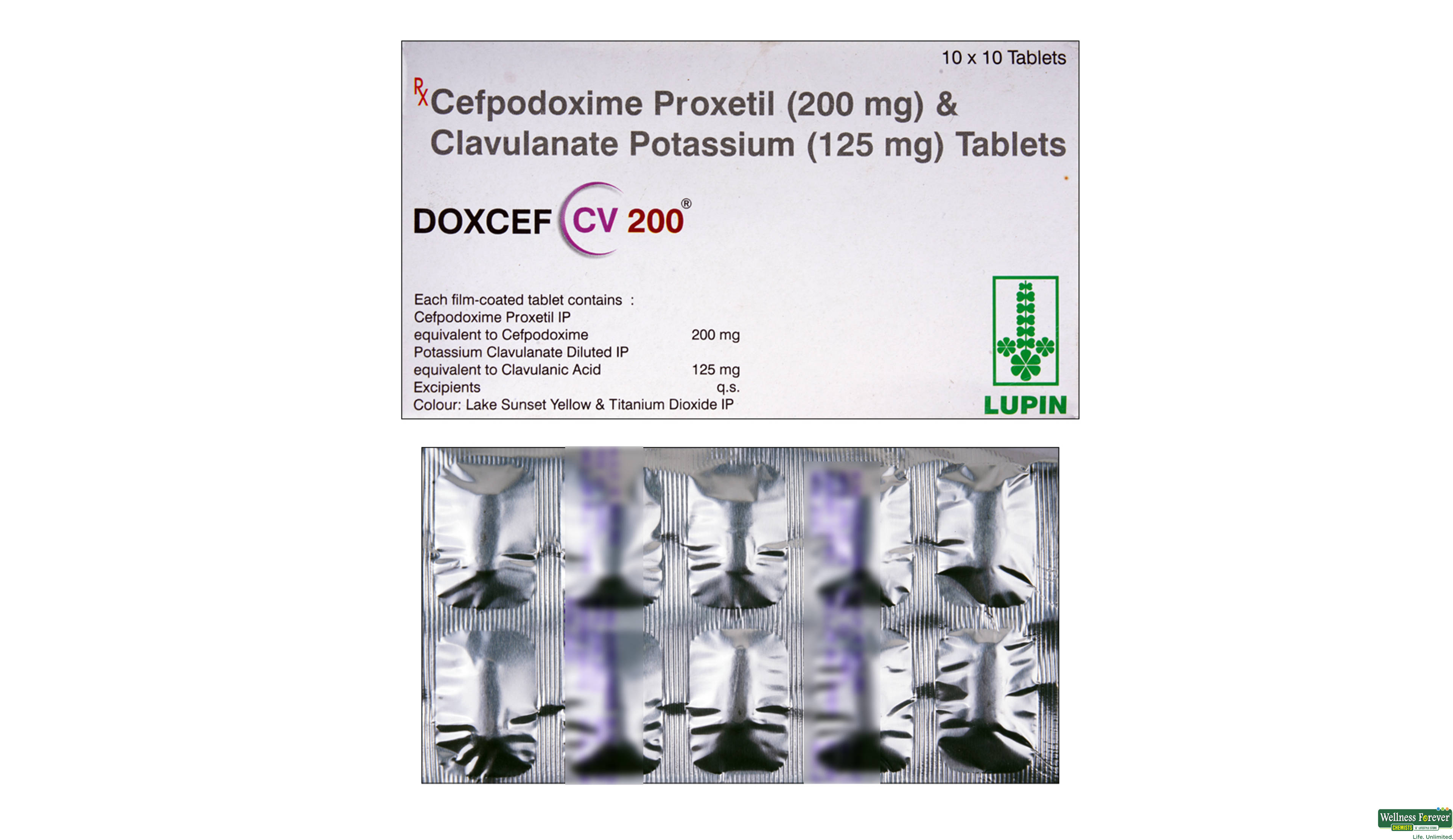 DOXCEF-CV 200MG 10TAB- 2, 10TAB, 