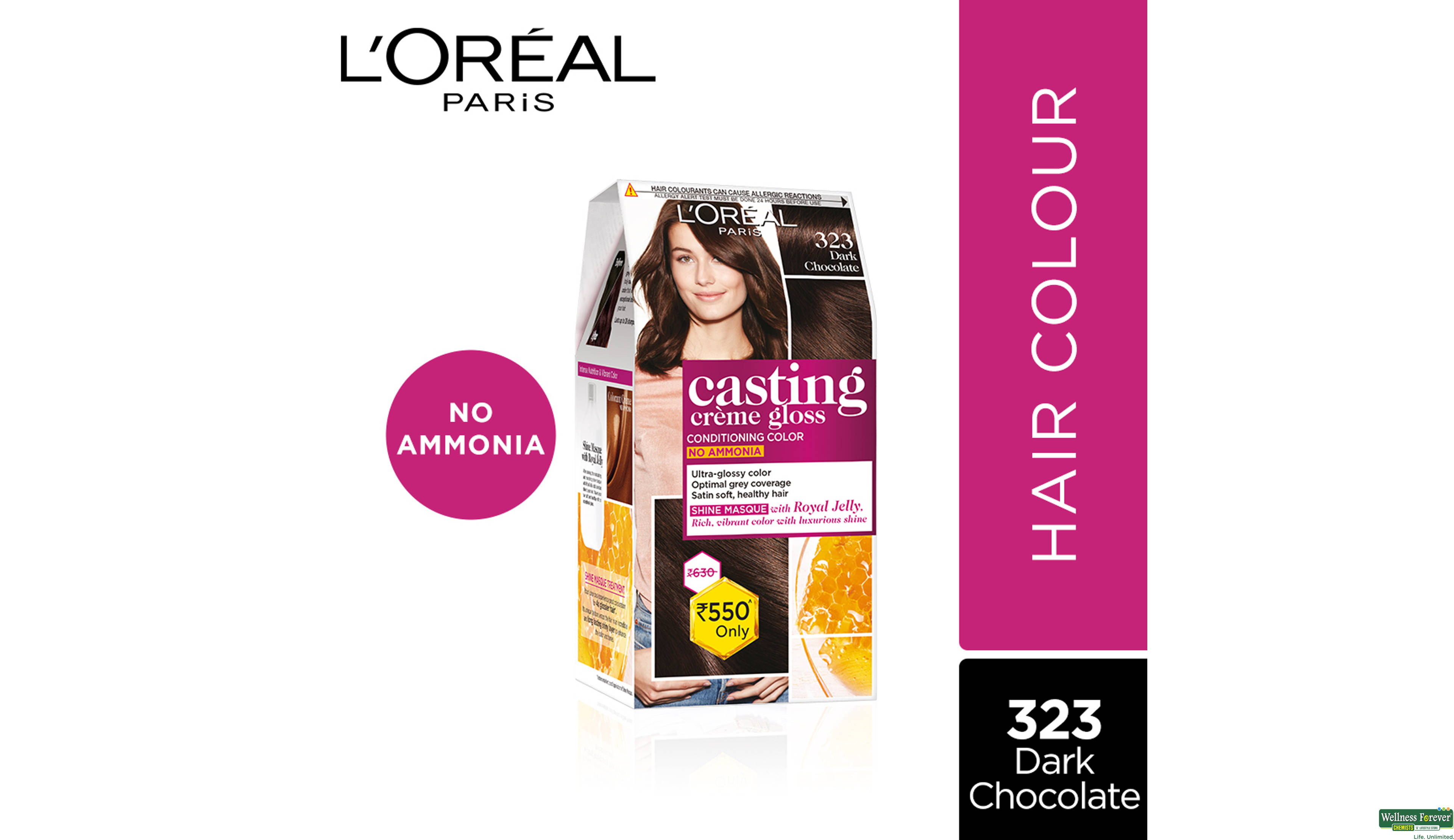 LOREAL HR/COLOR CAST DARK CHOC 323 1PC- 1, 1PC, 