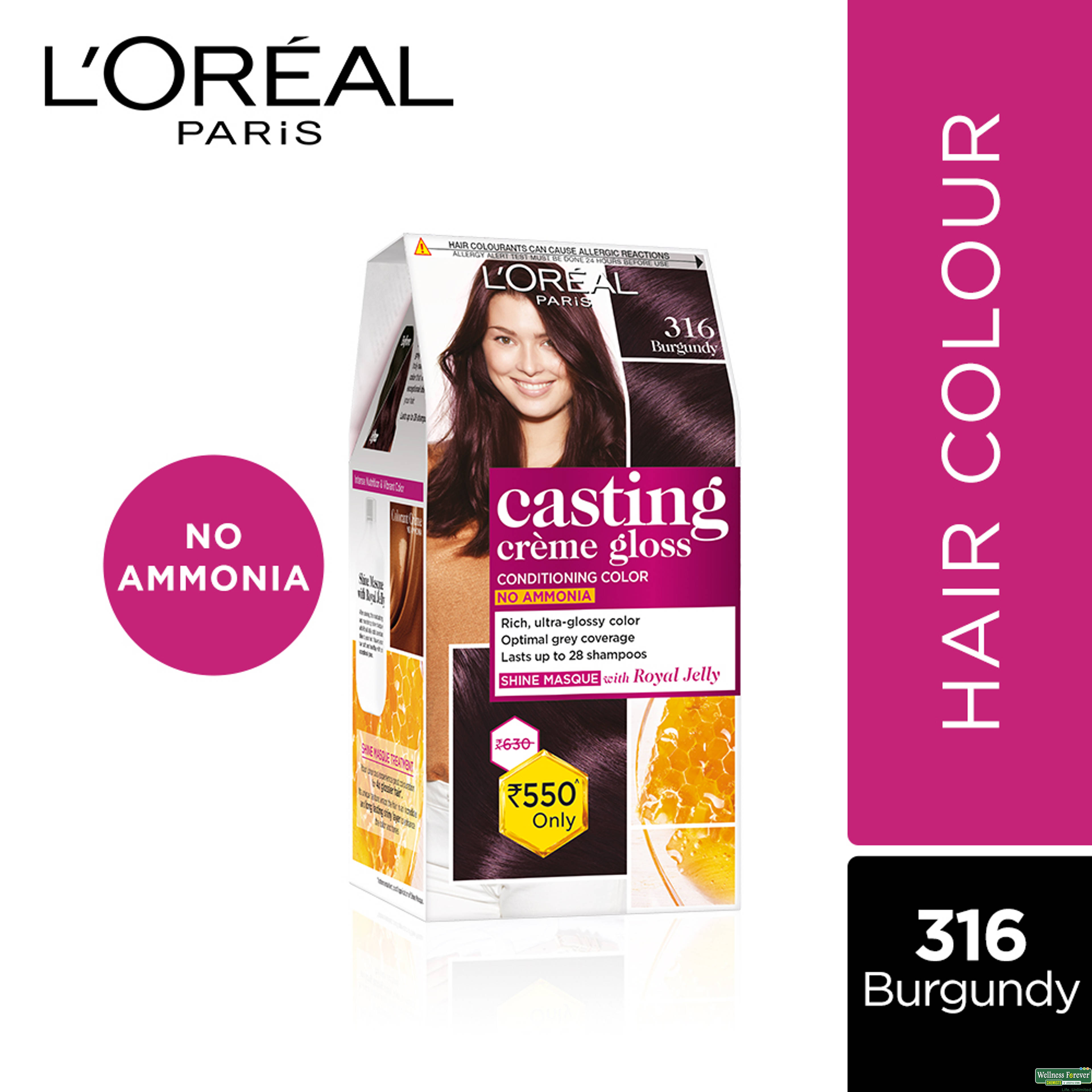 L'Oreal Paris Casting Creme Gloss Hair Color, 316 Plum, 87.5 g + 72 ml-image