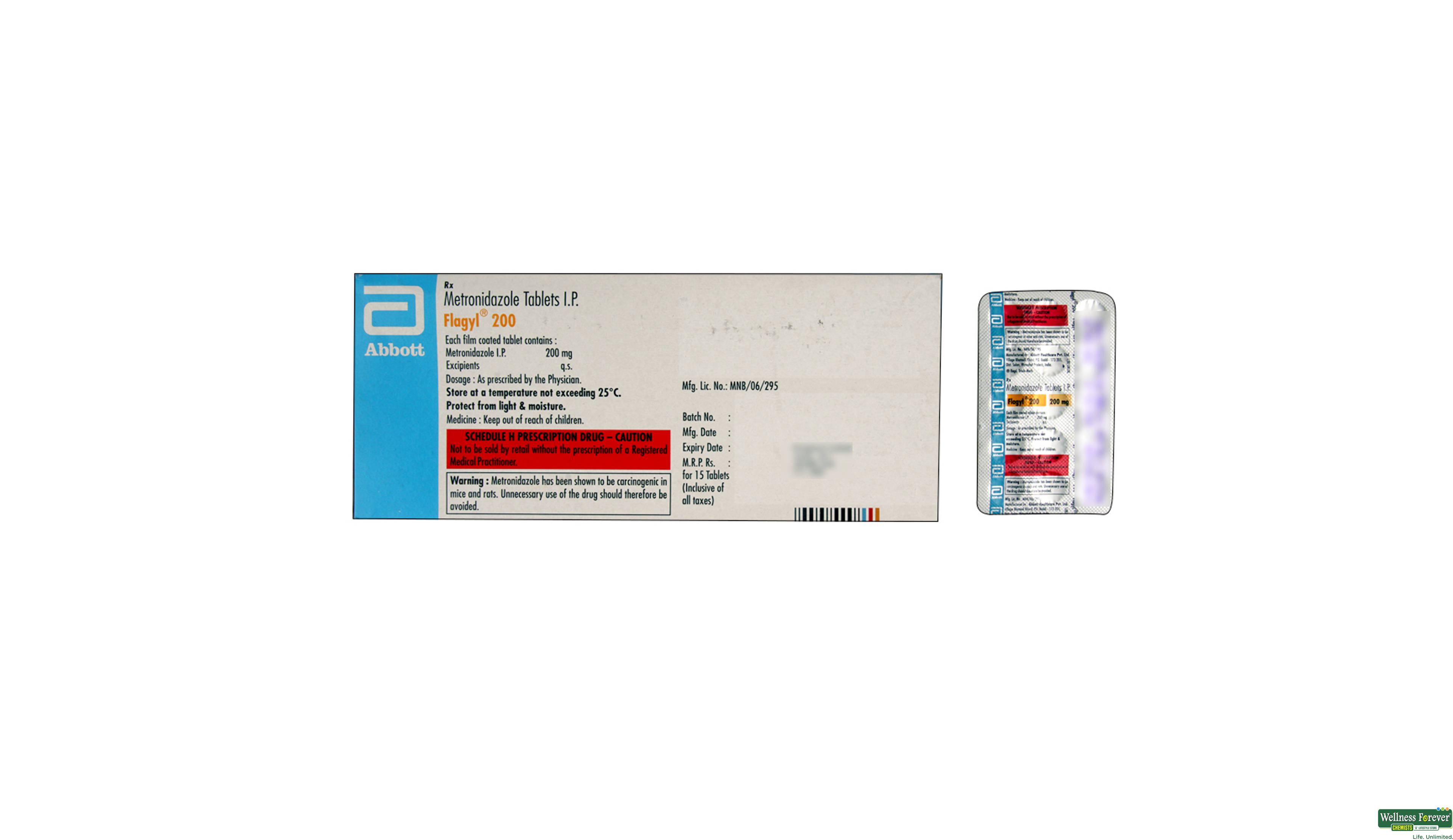 FLAGYL 200MG 15TAB- 2, 15TAB, 