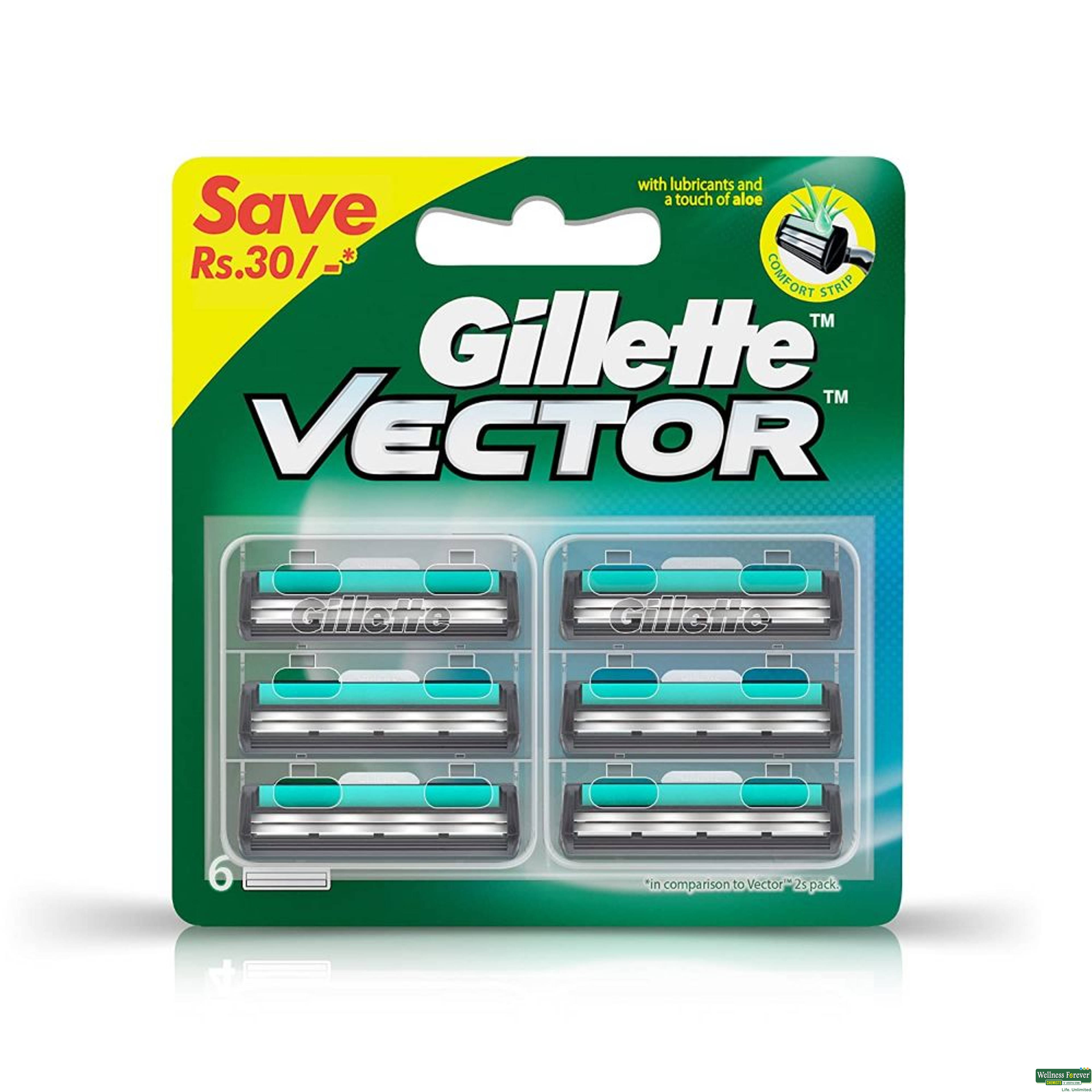 Gillette Vector Plus Manual Shaving Razor Blades 6 Piece-image
