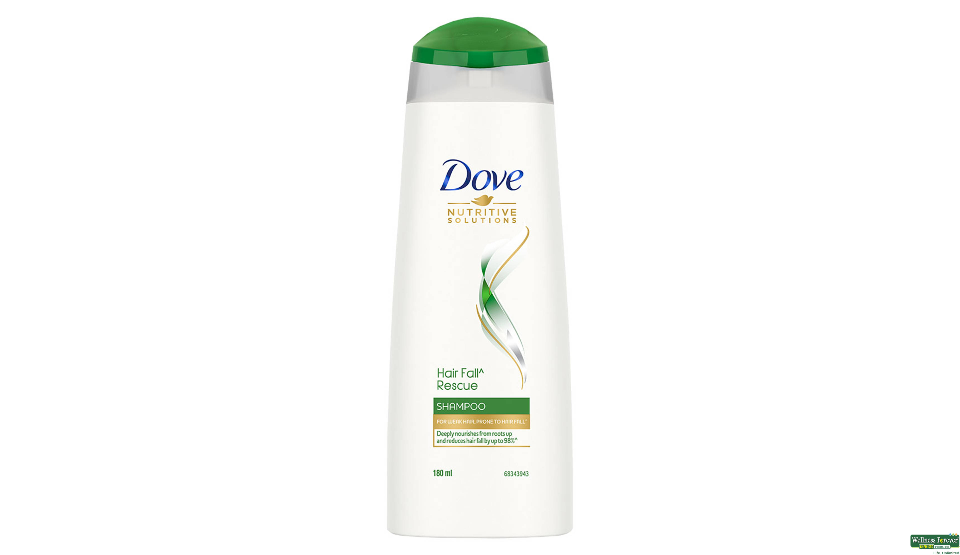 DOVE SHMP HR/FALL RESCUE DMG/SLN 180ML- 2, 180ML, 