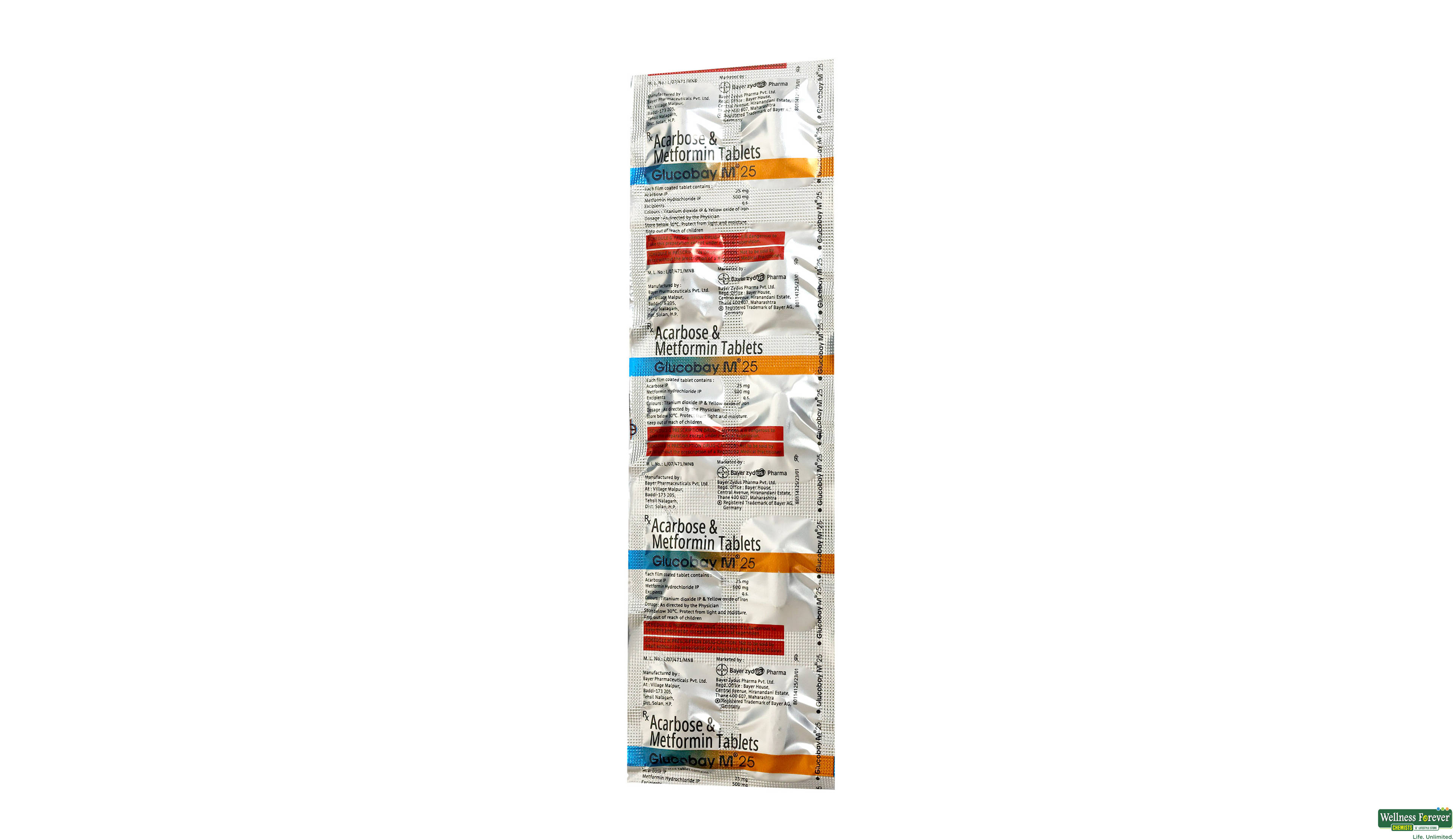 GLUCOBAY-M 25MG 10TAB- 1, 10TAB, 