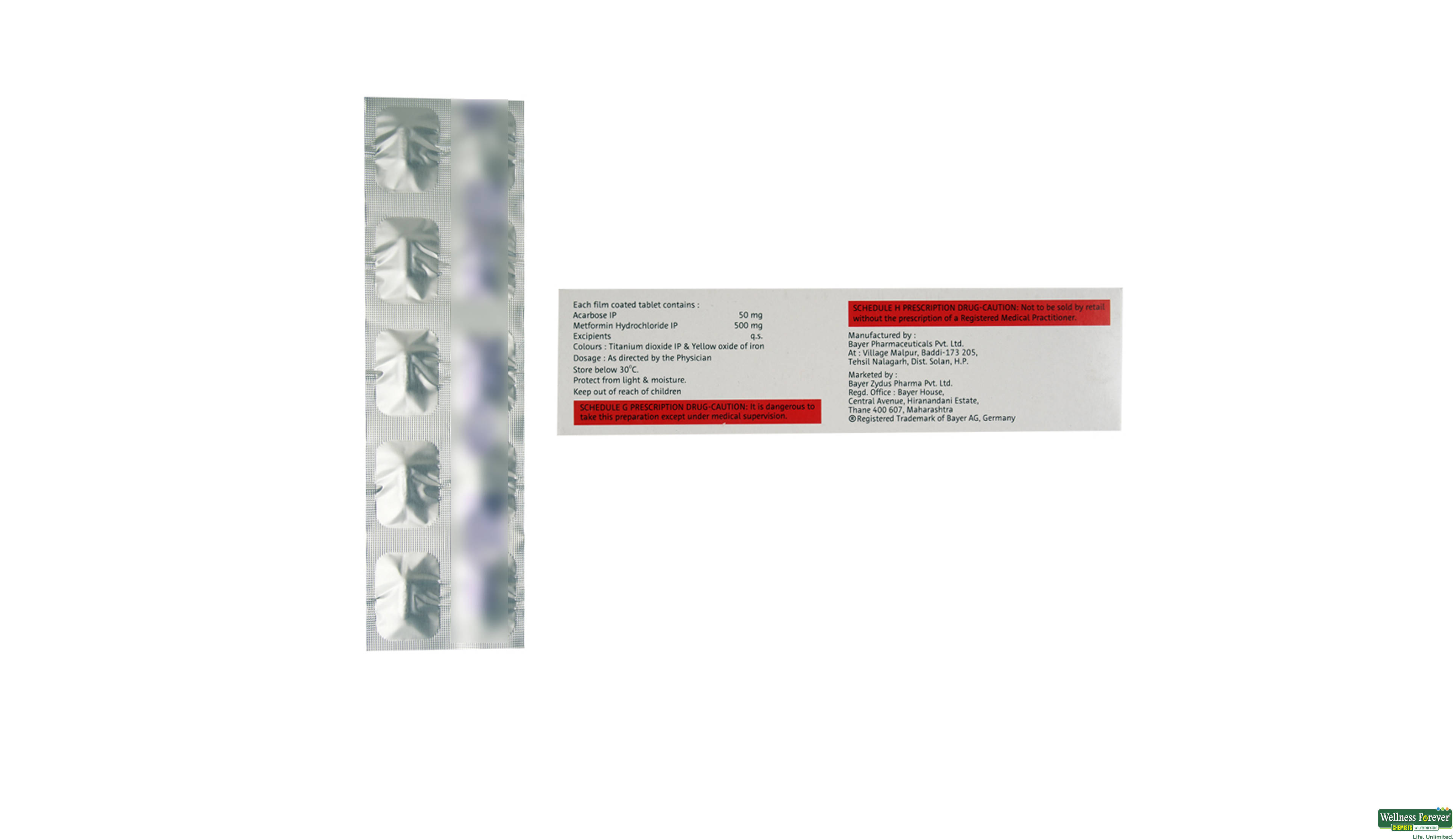 GLUCOBAY-M 50MG 10TAB- 2, 10TAB, 