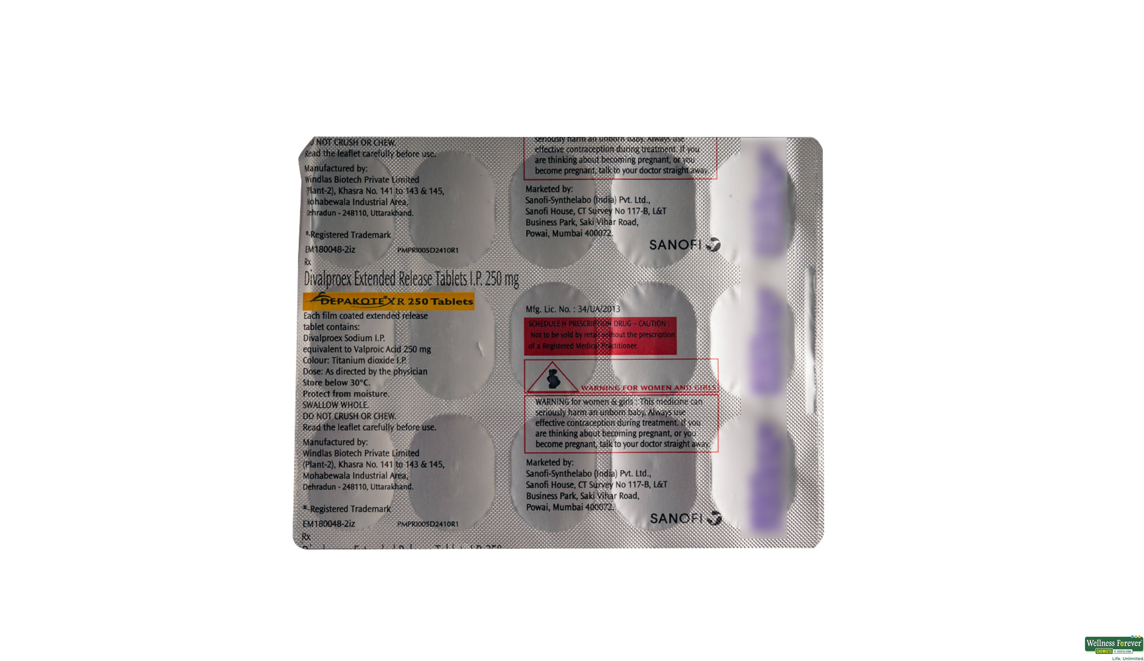 DEPAKOTE-XR 250MG 15TAB- 2, 15TAB, 
