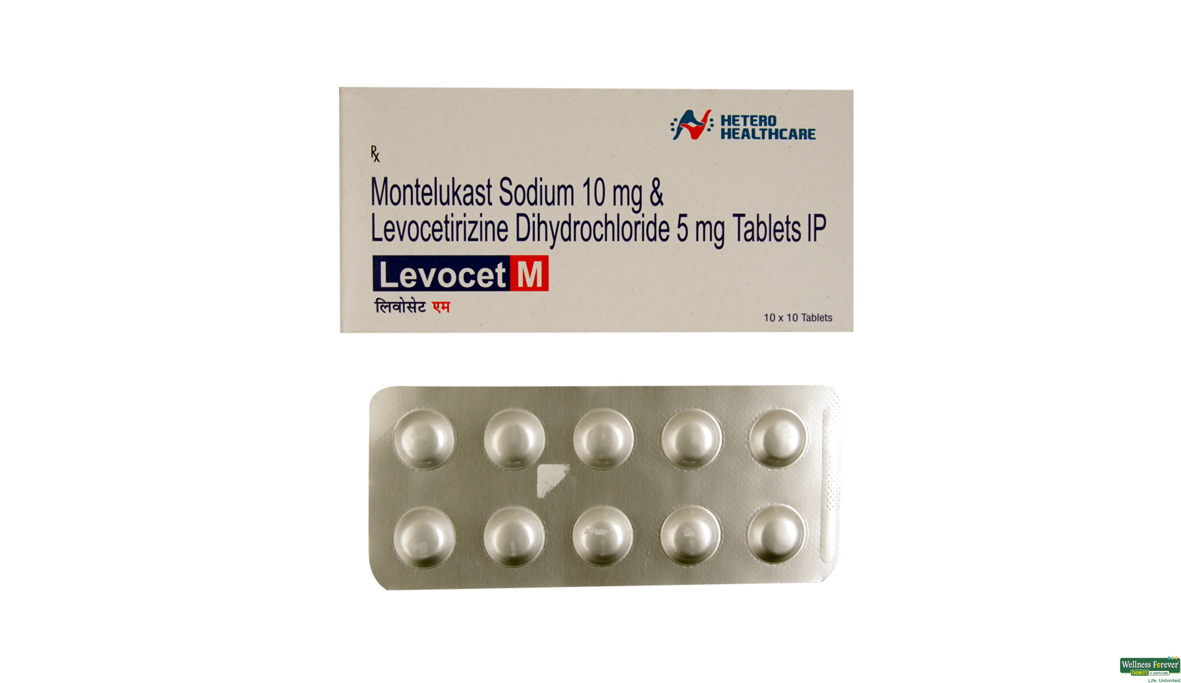 LEVOCET-M 10TAB- 1, 10TAB, Provides fast relief from nasal and eye symptoms of allergies.
Reduces inflammation associated with chronic allergies.
Non-sedating, making it suitable for daytime use.