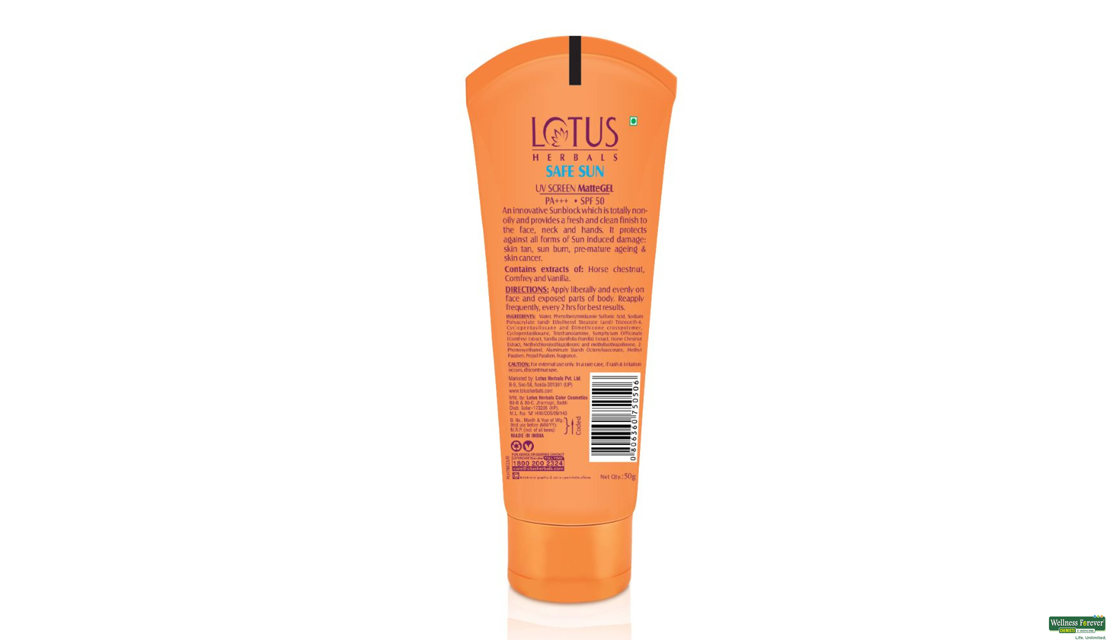 LOTUS B/GEL SPF50 MATTEGEL 50GM- 2, 50GM, 