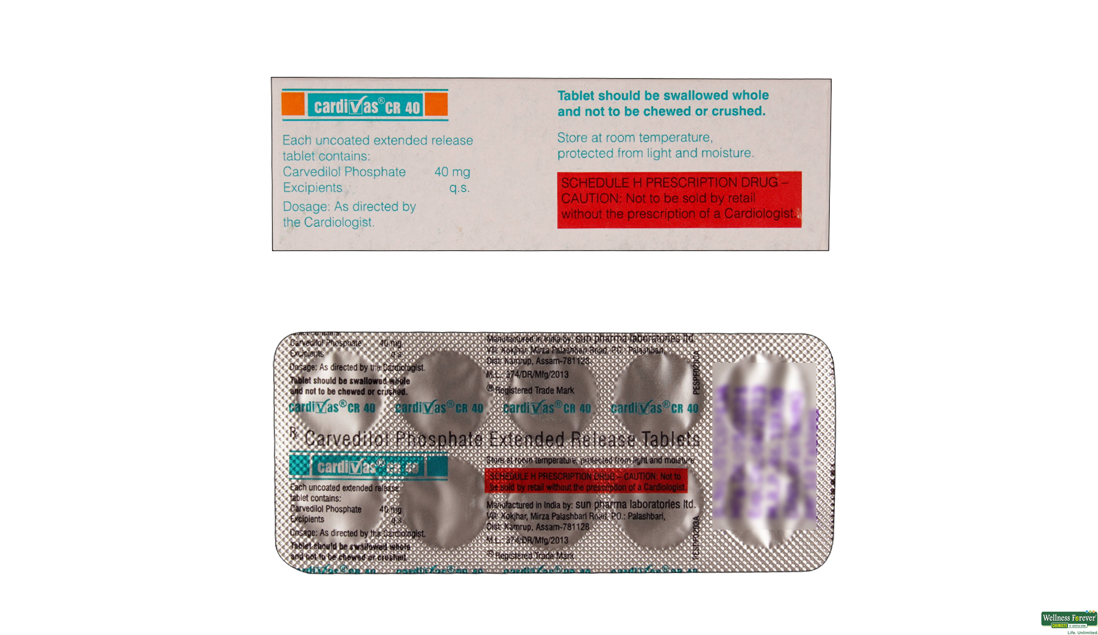 CARDIVAS-CR 40MG 10TAB- 2, 10TAB, 