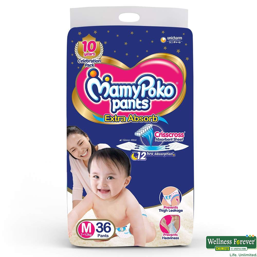 MamyPoko Pants Extra Absorb Diaper, Medium, Pack of 74